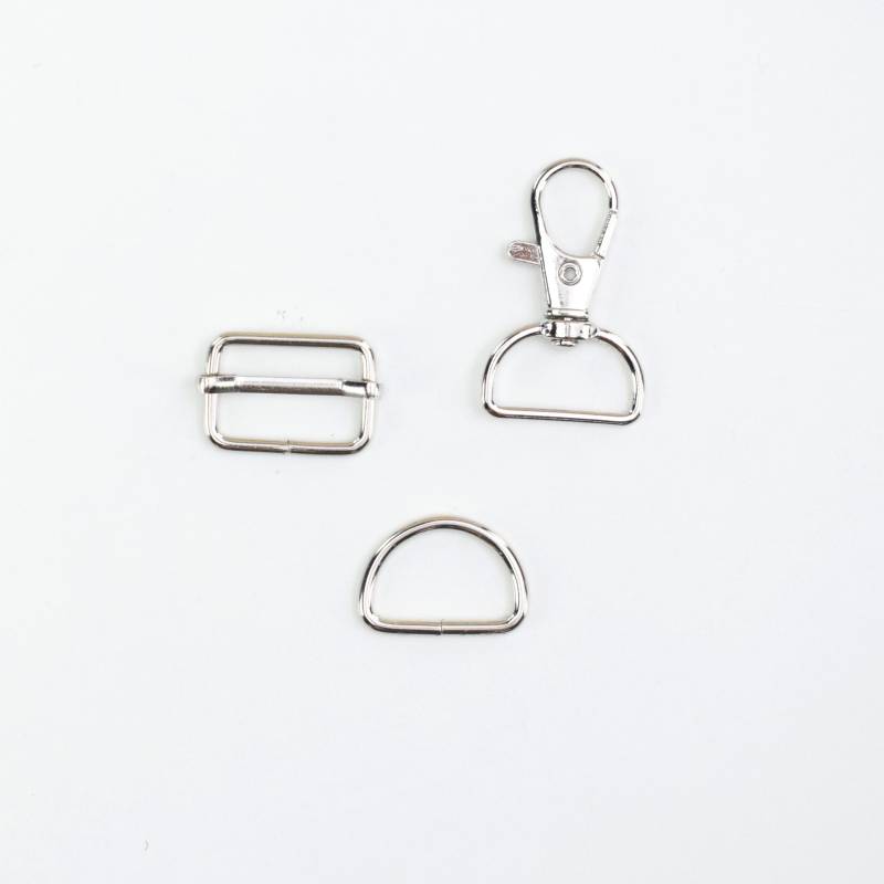 Taschen-Zubehör-Set 3 tlg. 20 mm, silber von Stoffe Hemmers