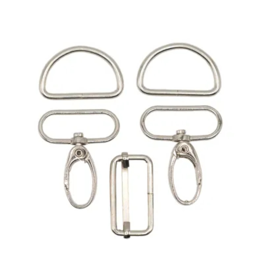 Taschen-Zubehör-Set 5 tlg. 30 mm, glänzend silber Taschen-Zubehör-Set 5 tlg. 30 mm, glänzend silber von Stoffe Hemmers