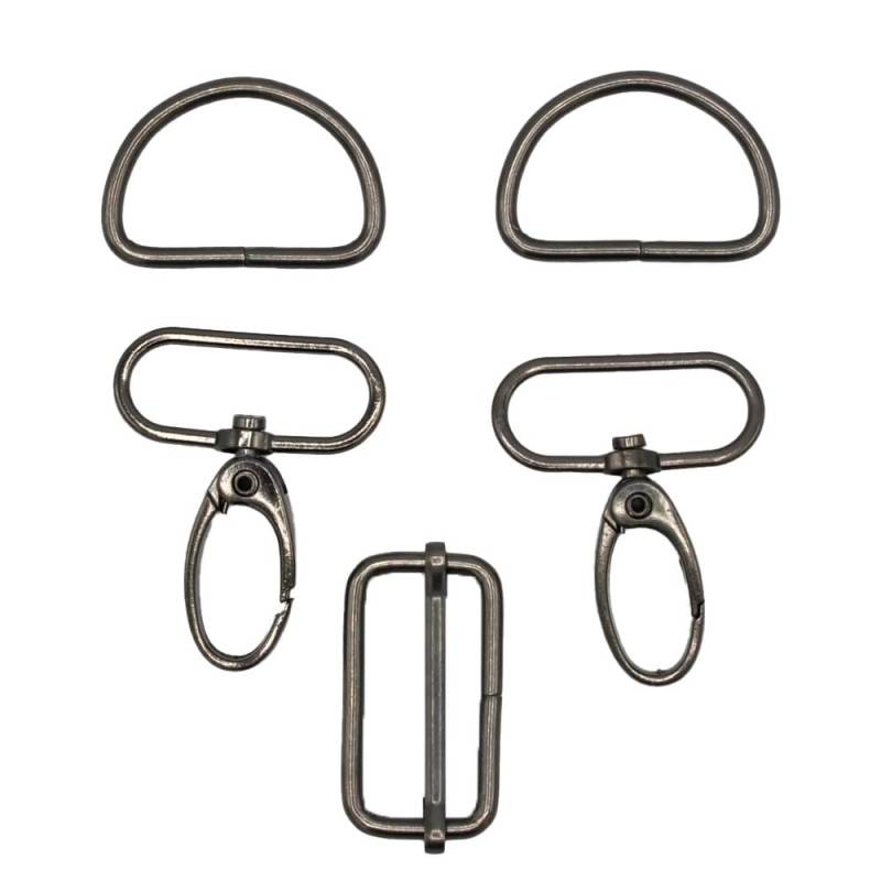 Taschen-Zubehör-Set 5 tlg. 30 mm, gunmetal von Stoffe Hemmers