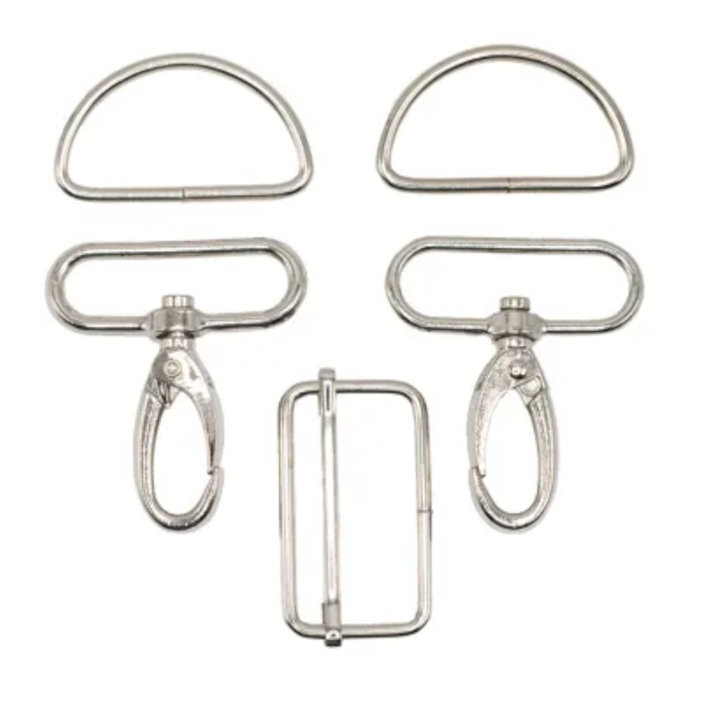 Taschen-Zubehör-Set 5 tlg. 40 mm, glänzend silber Taschen-Zubehör-Set 5 tlg. 40 mm, glänzend silber von Stoffe Hemmers