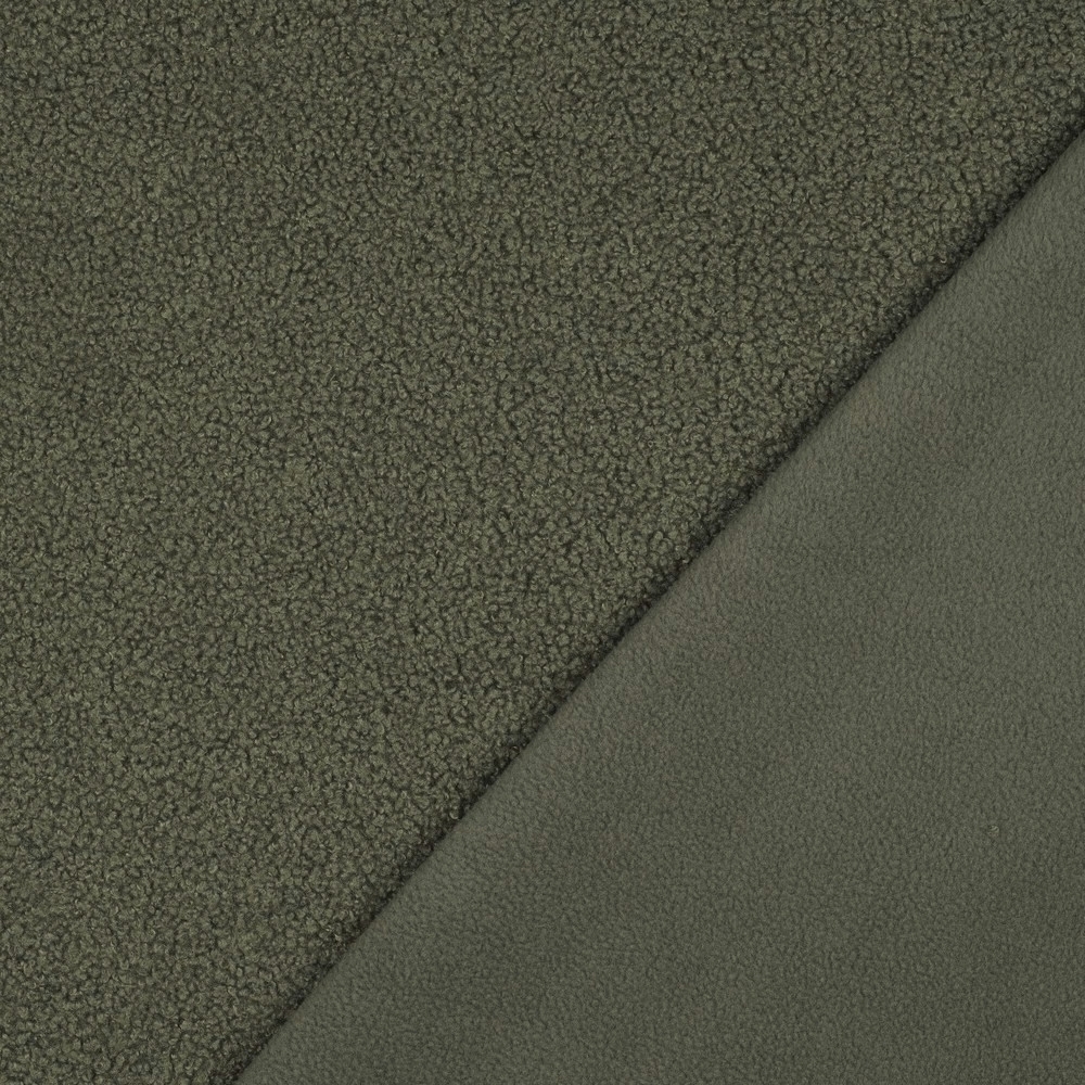Teddyfleece Doubleface, olivgrün von Stoffe Hemmers