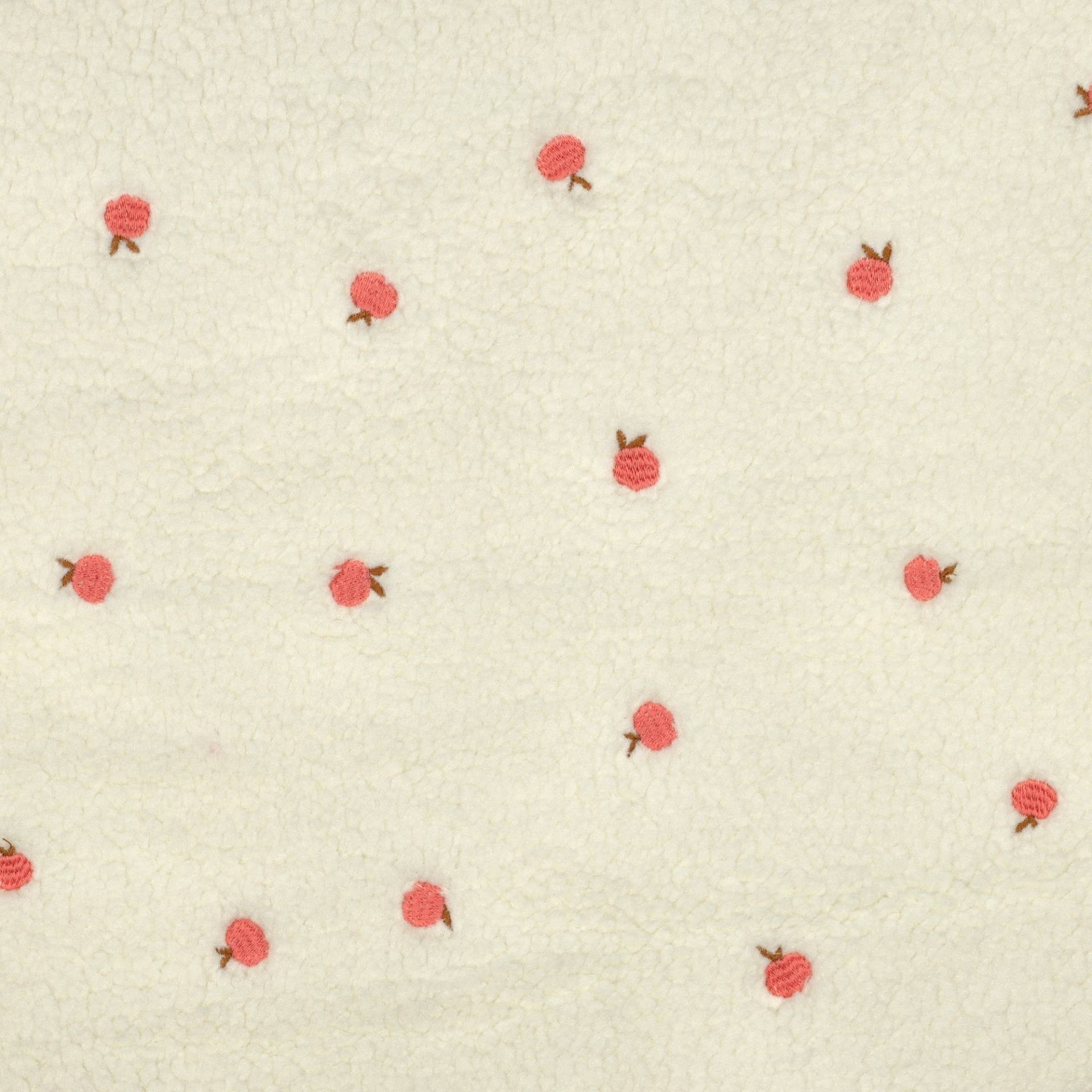 Teddyplüsch Stickerei Pfirsich, wollweiß von Stoffe Hemmers