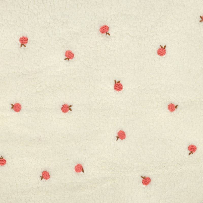 Teddyplüsch Stickerei Pfirsich, wollweiß Teddyplüsch Stickerei Pfirsich, wollweiß von Stoffe Hemmers