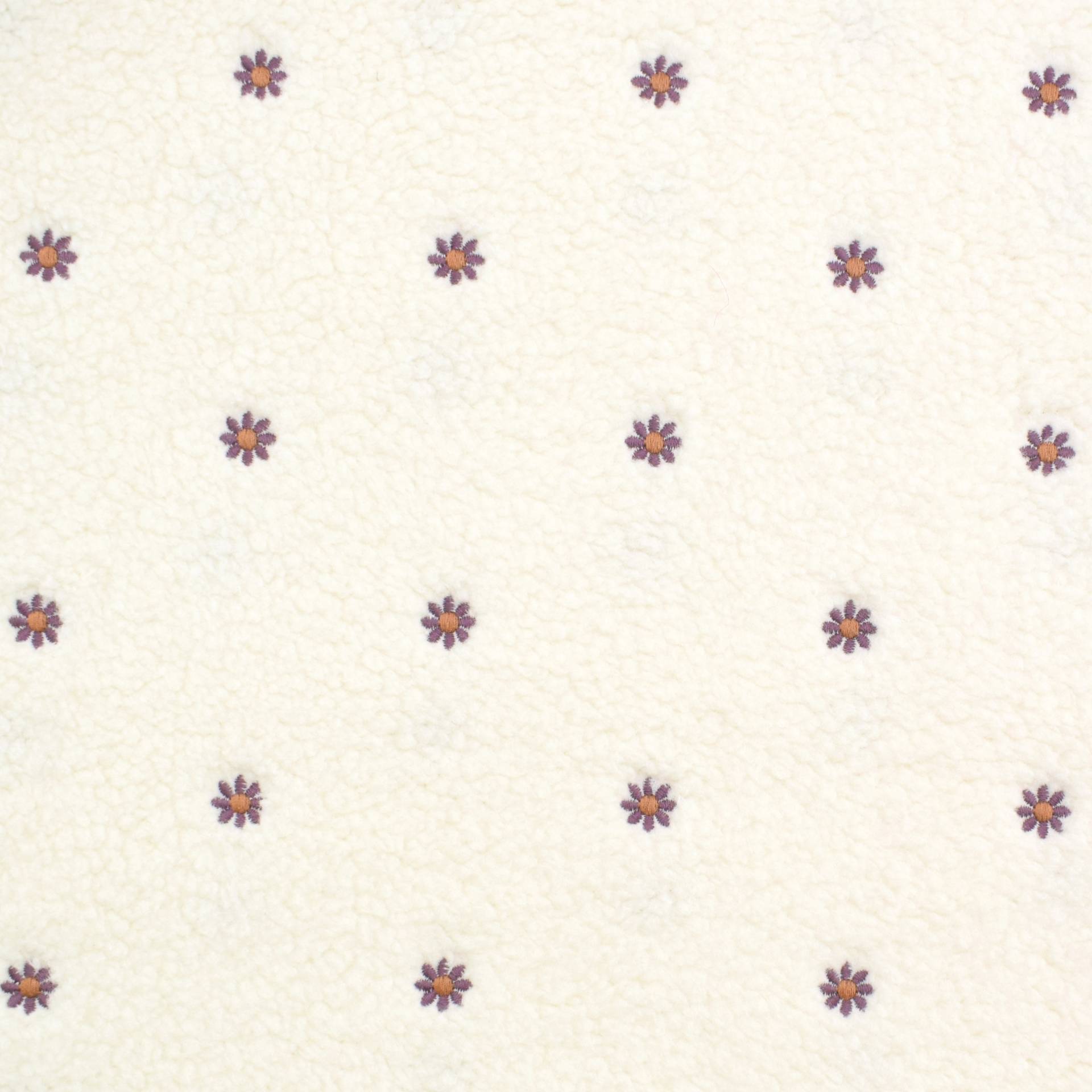 Teddyplüsch Stickerei leicht, wollweiß von Stoffe Hemmers