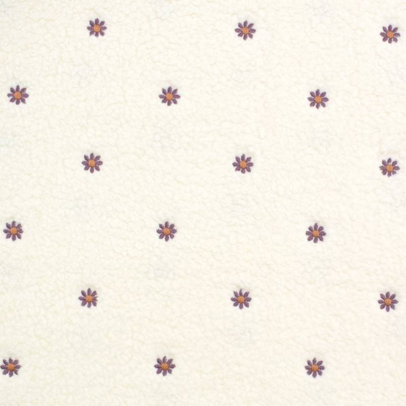 Teddyplüsch Stickerei leicht, wollweiß von Stoffe Hemmers