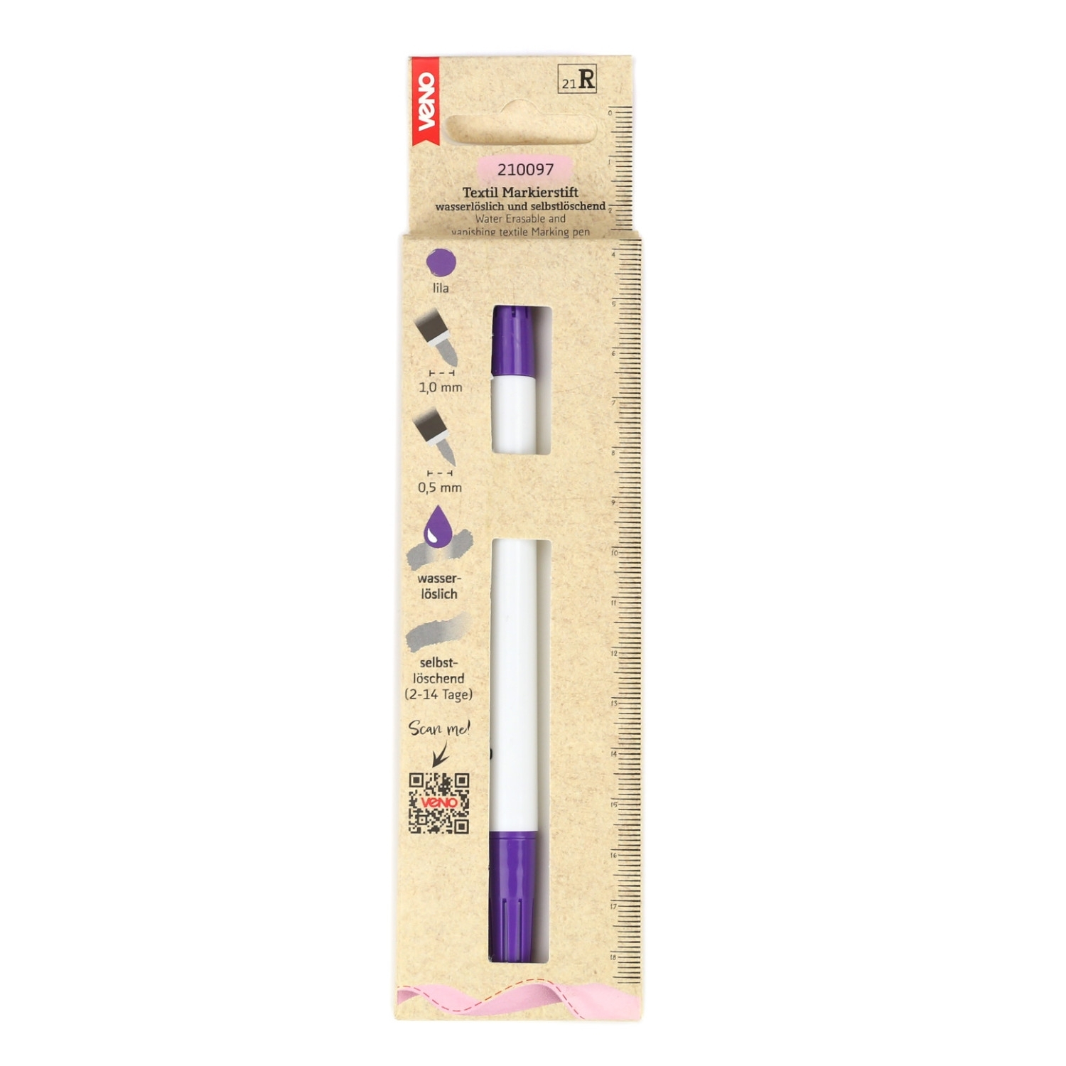Textil Markierstift wasserlöslich, selbstlöschend Textil Markierstift wasserlöslich, selbstlöschend von Stoffe Hemmers