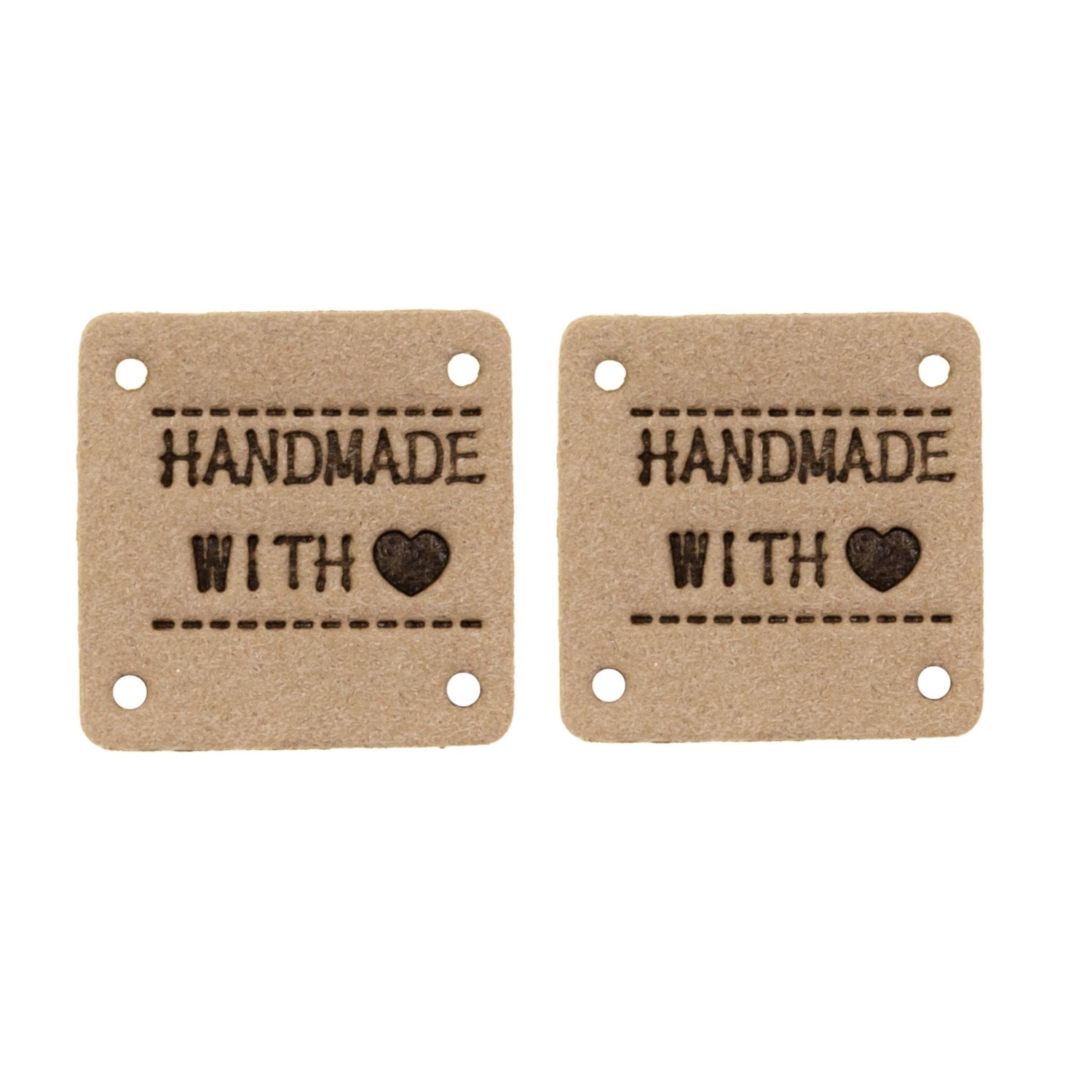 Velour Label Handmade with Love Quadrat, sand Velour Label Handmade with Love Quadrat, sand von Stoffe Hemmers