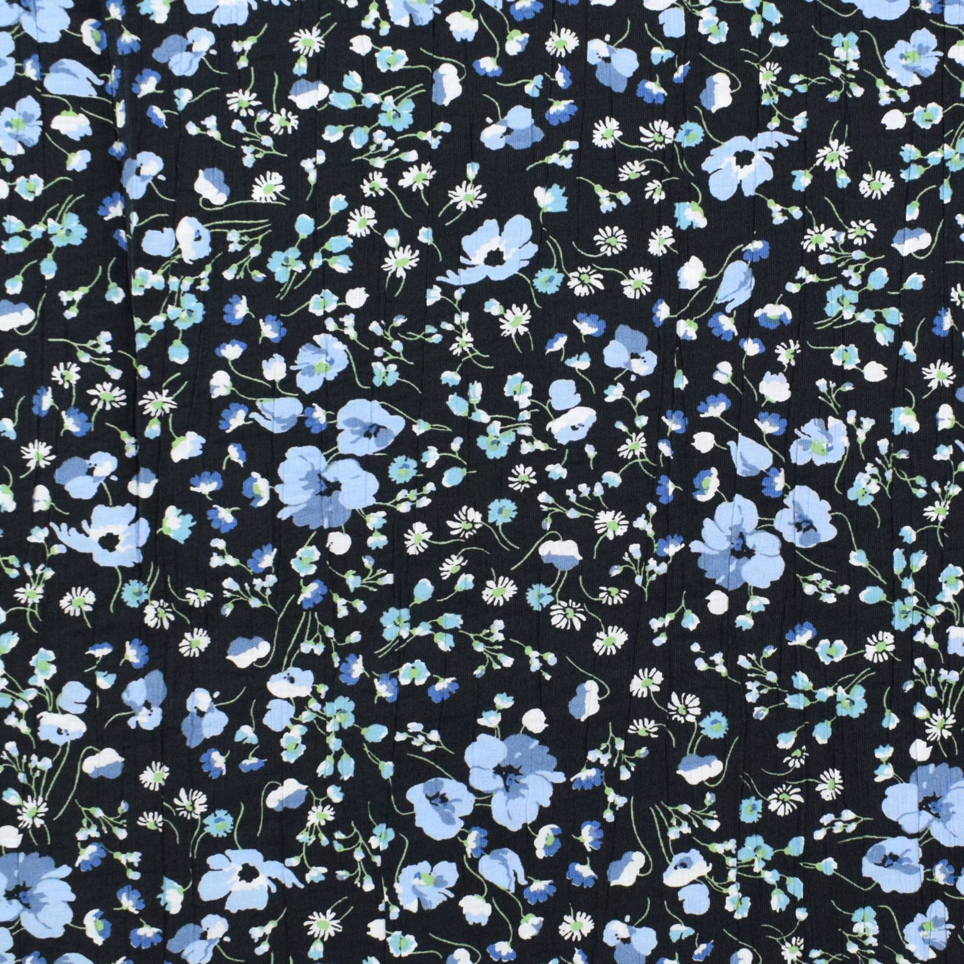 Viskose Krepp Little Flowers, blau Viskose Krepp Little Flowers, blau von Stoffe Hemmers