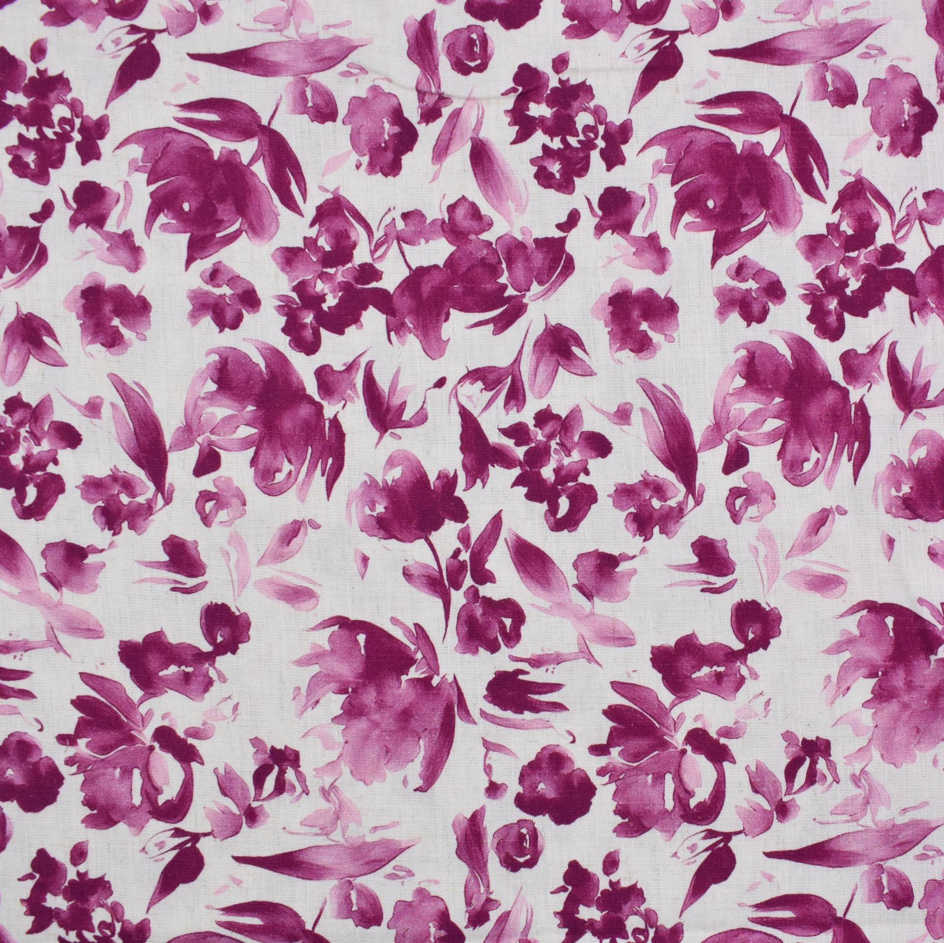 Viskose Leinen Aquarell Blossom, beere von Stoffe Hemmers