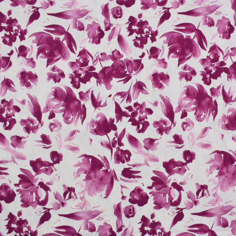 Viskose Leinen Aquarell Blossom, beere von Stoffe Hemmers