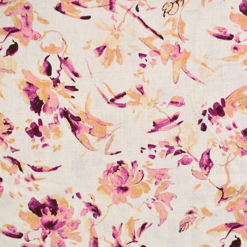 Viskose Leinen Aquarell Flowers, beere von Stoffe Hemmers