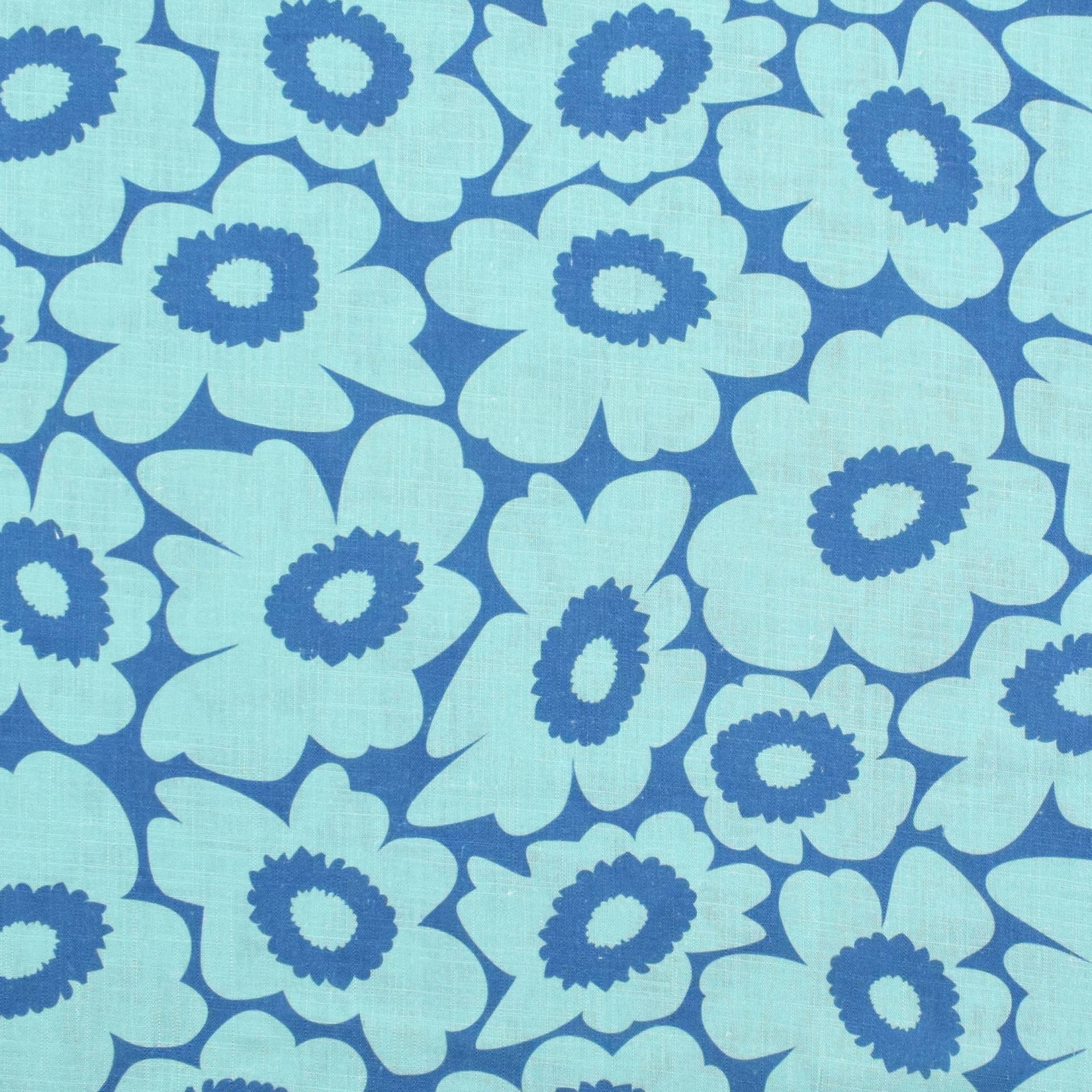 Viskose Leinen Big Flowers, blau von Stoffe Hemmers