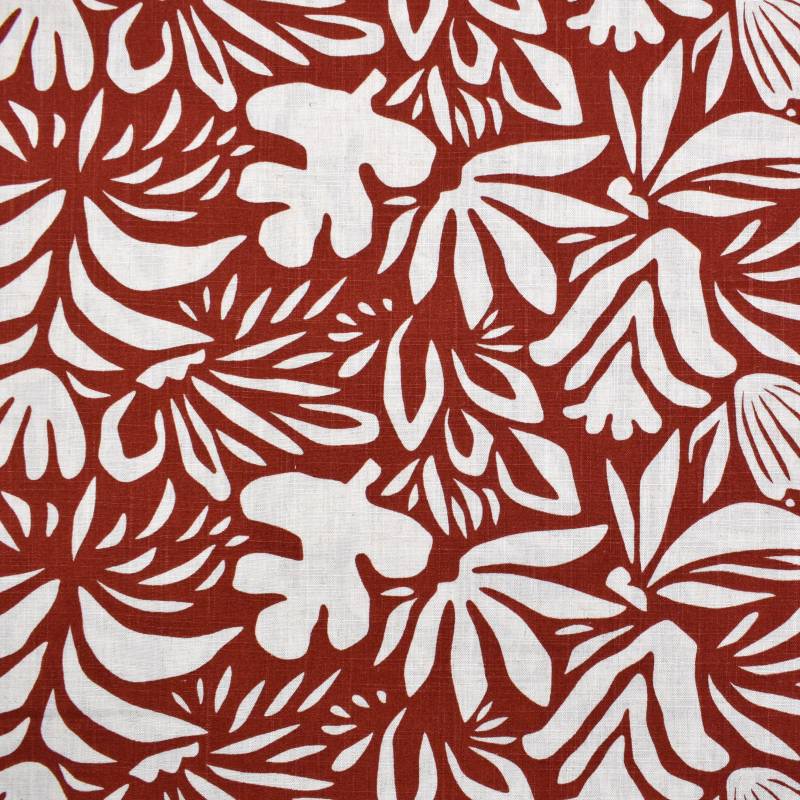 Viskose Leinen Blumen, rostrot von Stoffe Hemmers