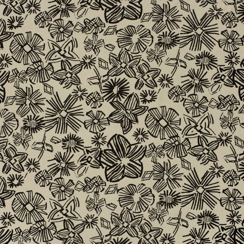 Viskose Leinen Drawn Flowers, greige von Stoffe Hemmers