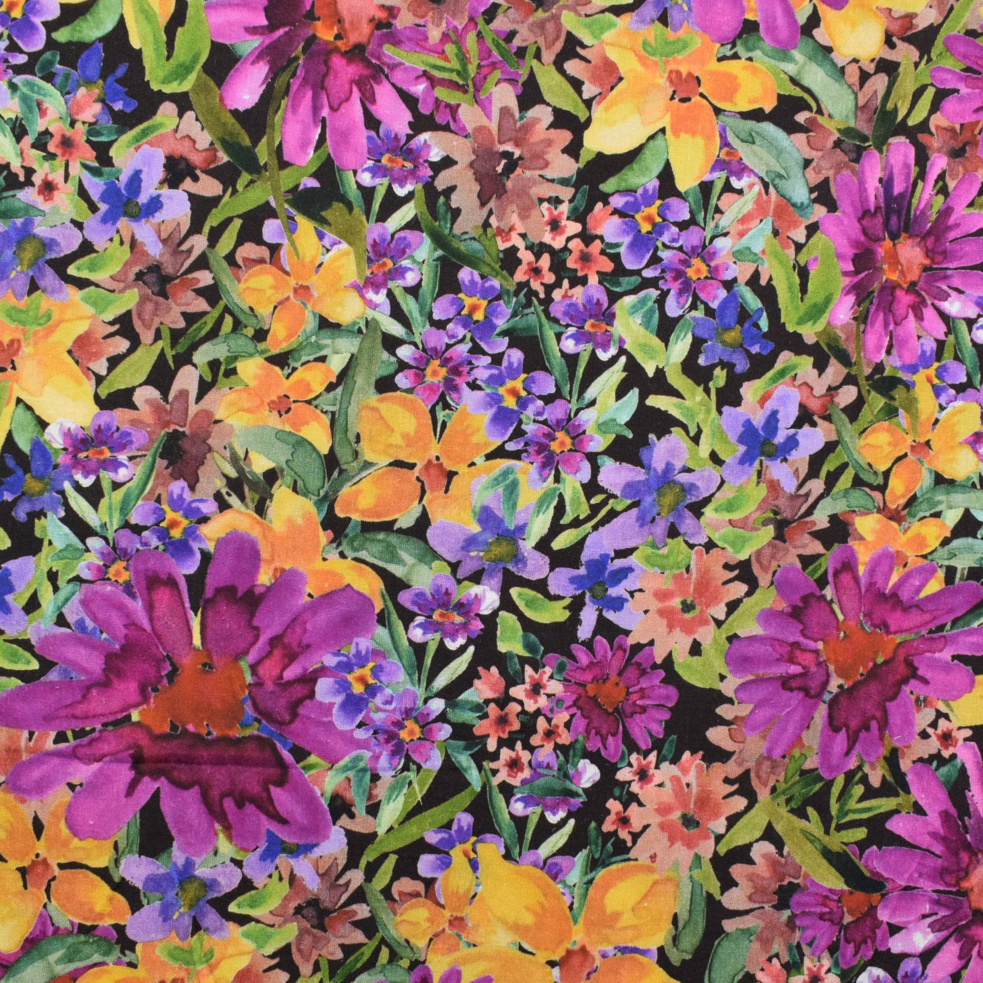 Viskose Leinen Flower Love, multicolour von Stoffe Hemmers