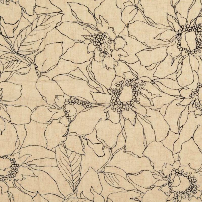 Viskose Leinen Flower Outlines, natur von Stoffe Hemmers