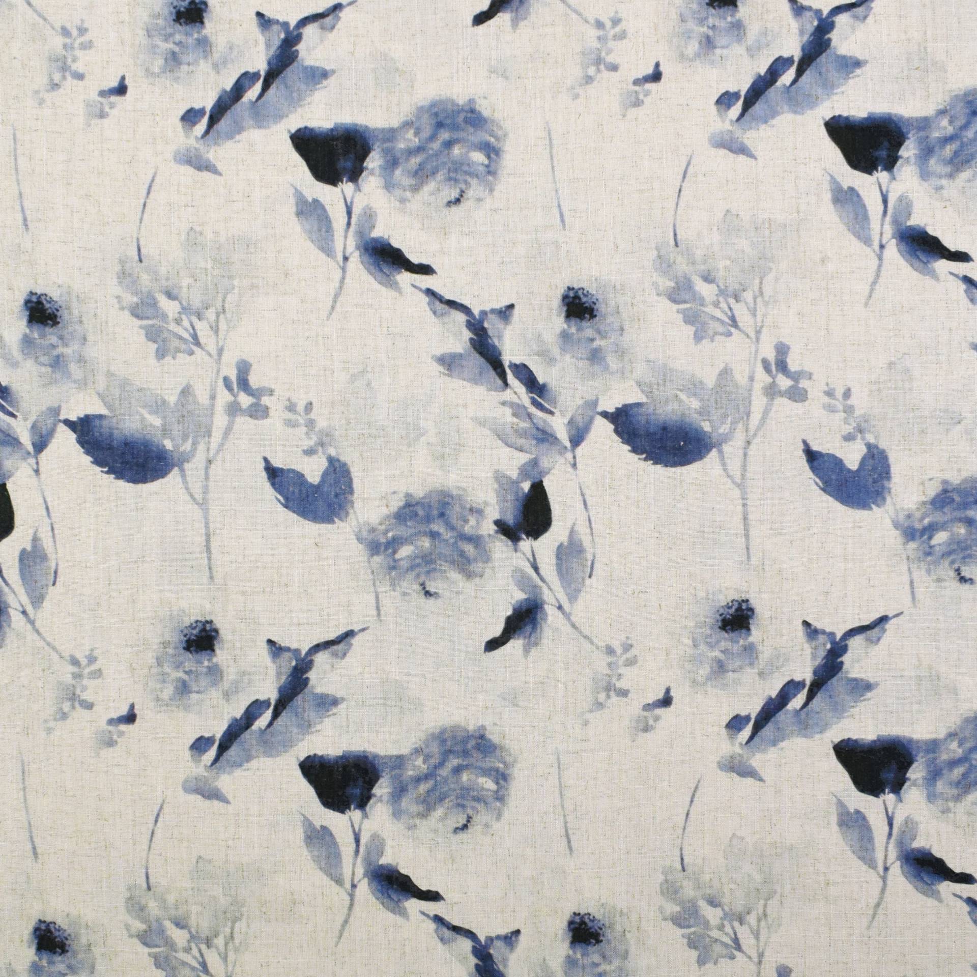 Viskose Leinen Flower Rain, blau von Stoffe Hemmers