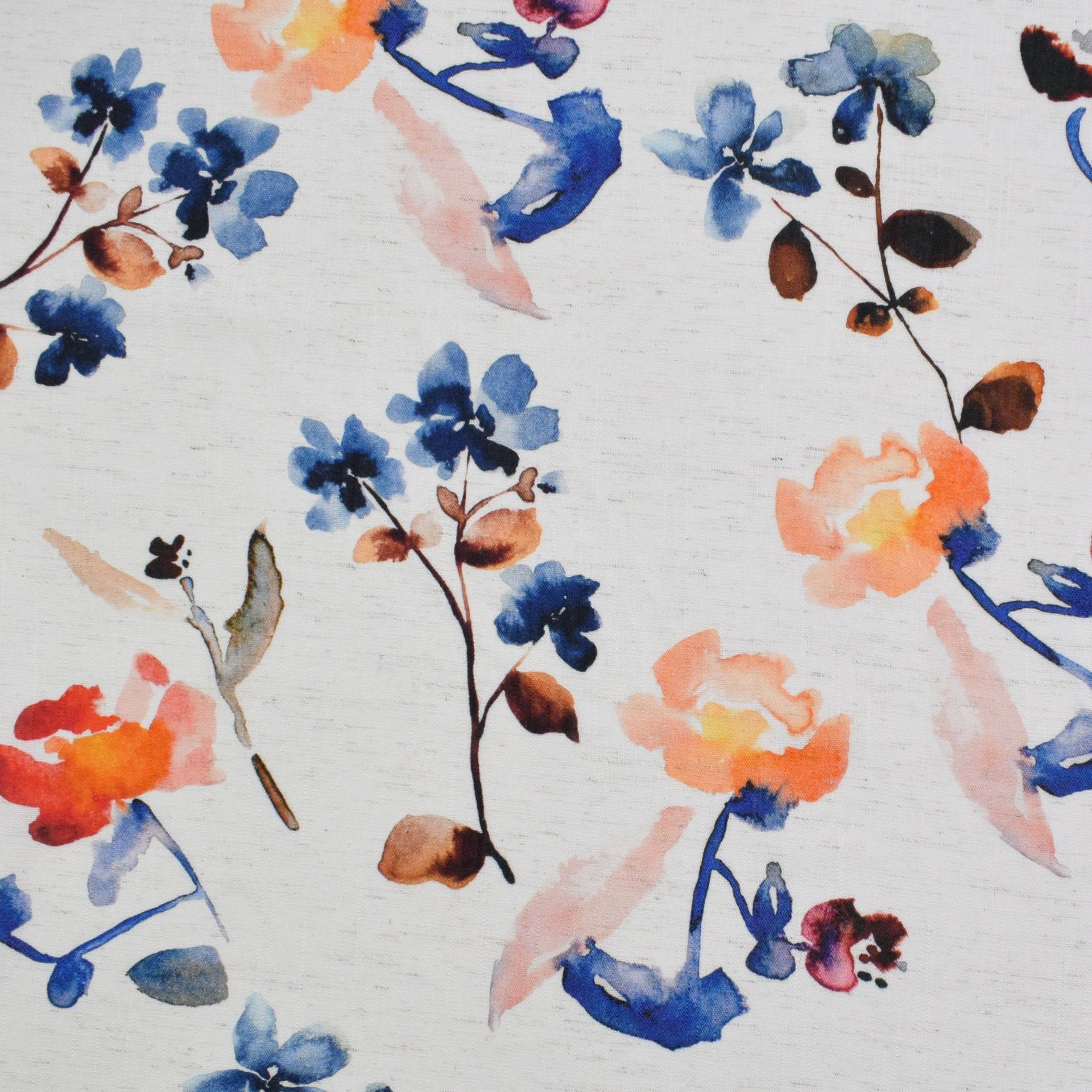 Viskose Leinen Lovely Flowers, blau von Stoffe Hemmers