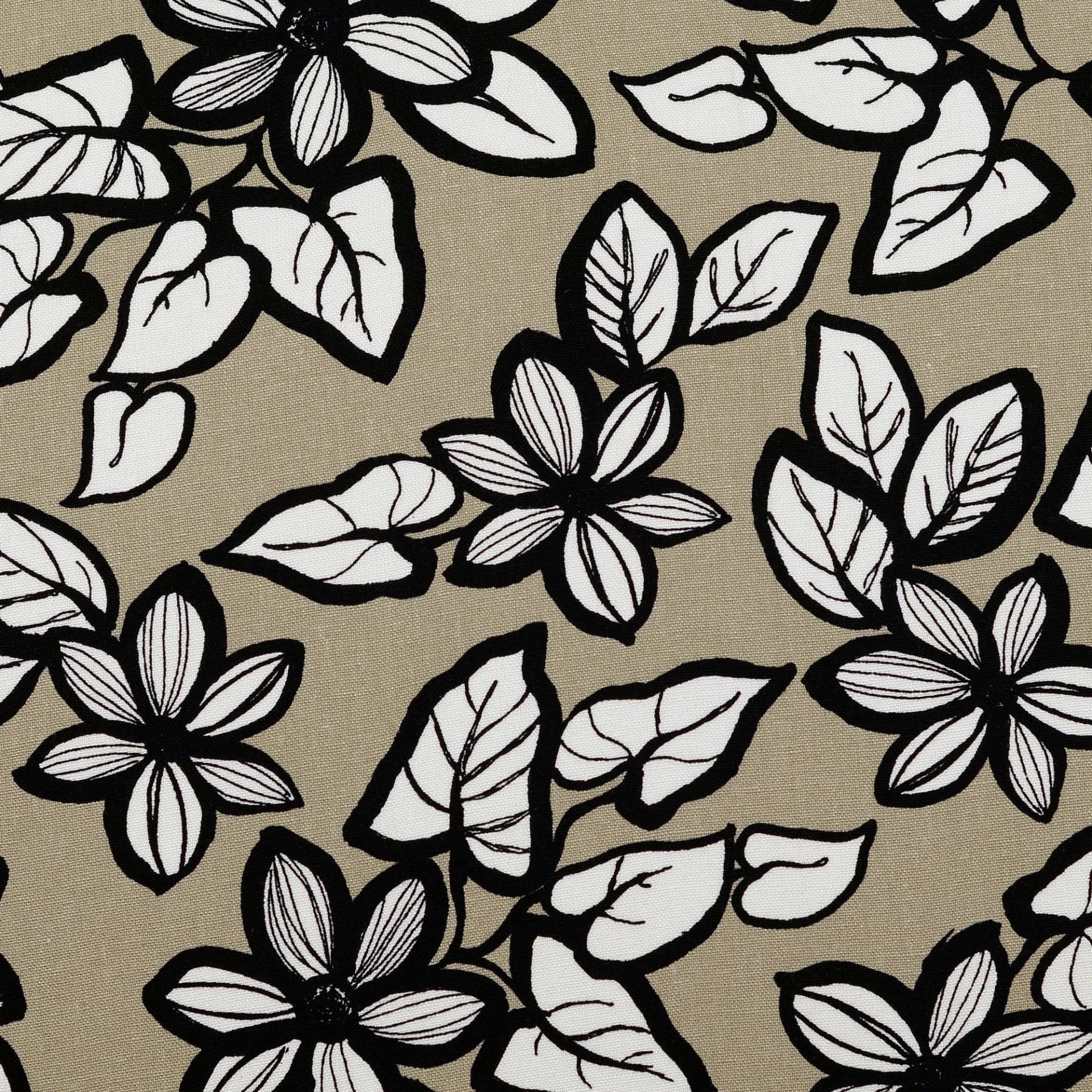 Viskose Leinen Mix Flower Love, dunkelbeige von Stoffe Hemmers