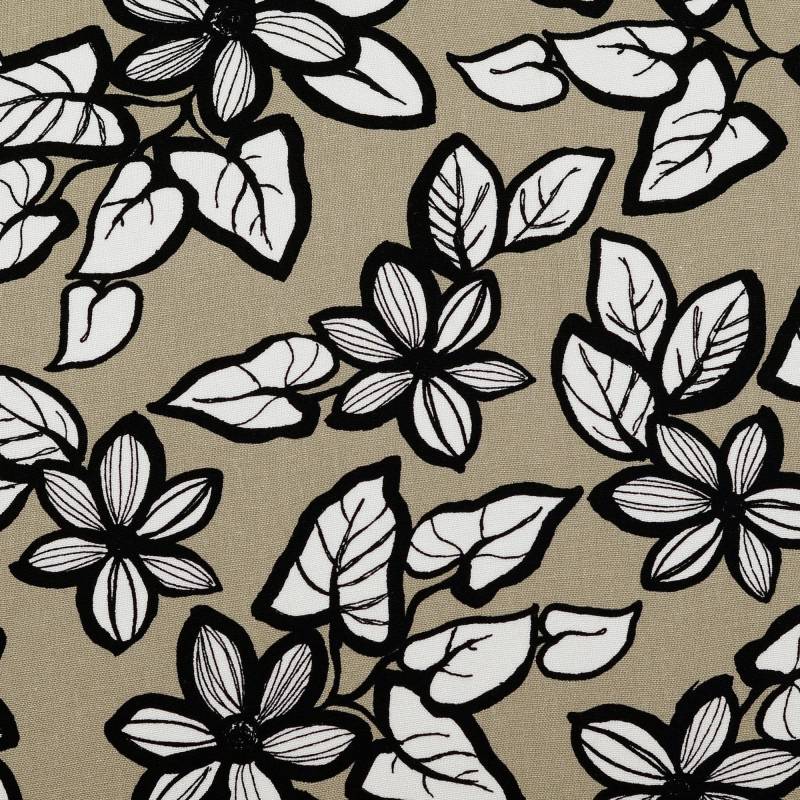 Viskose Leinen Mix Flower Love, dunkelbeige von Stoffe Hemmers