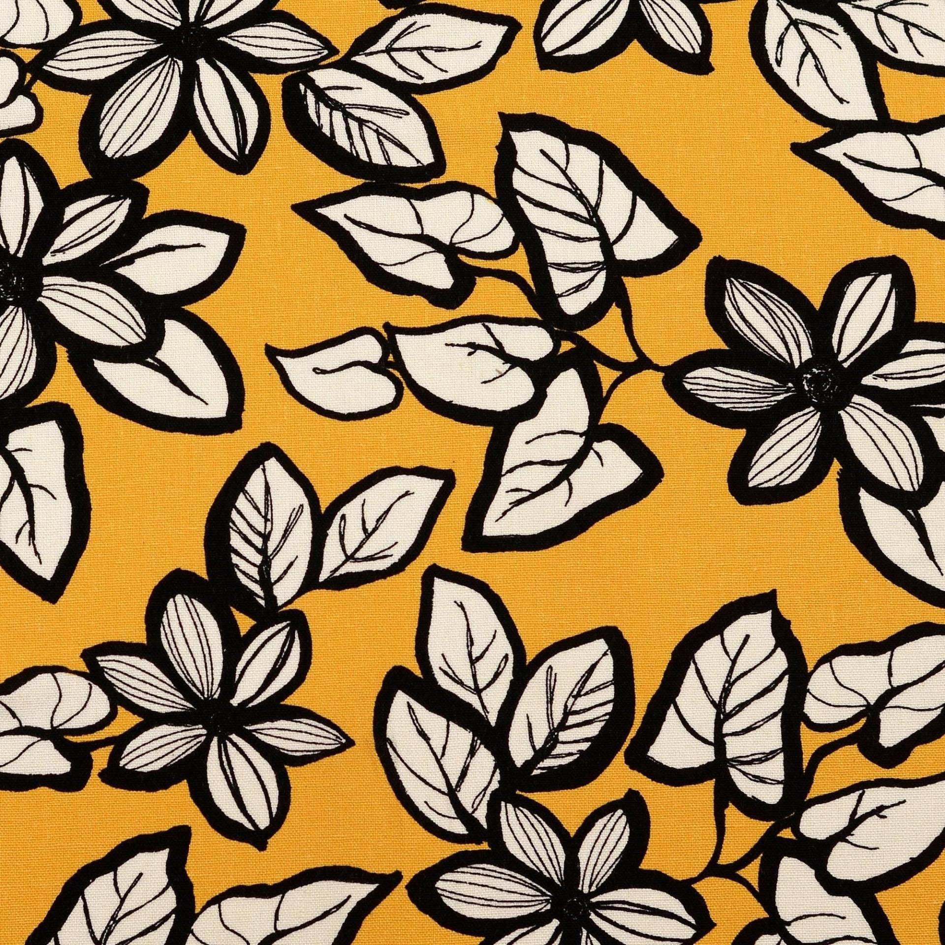 Viskose Leinen Mix Flower Love, maisgelb von Stoffe Hemmers