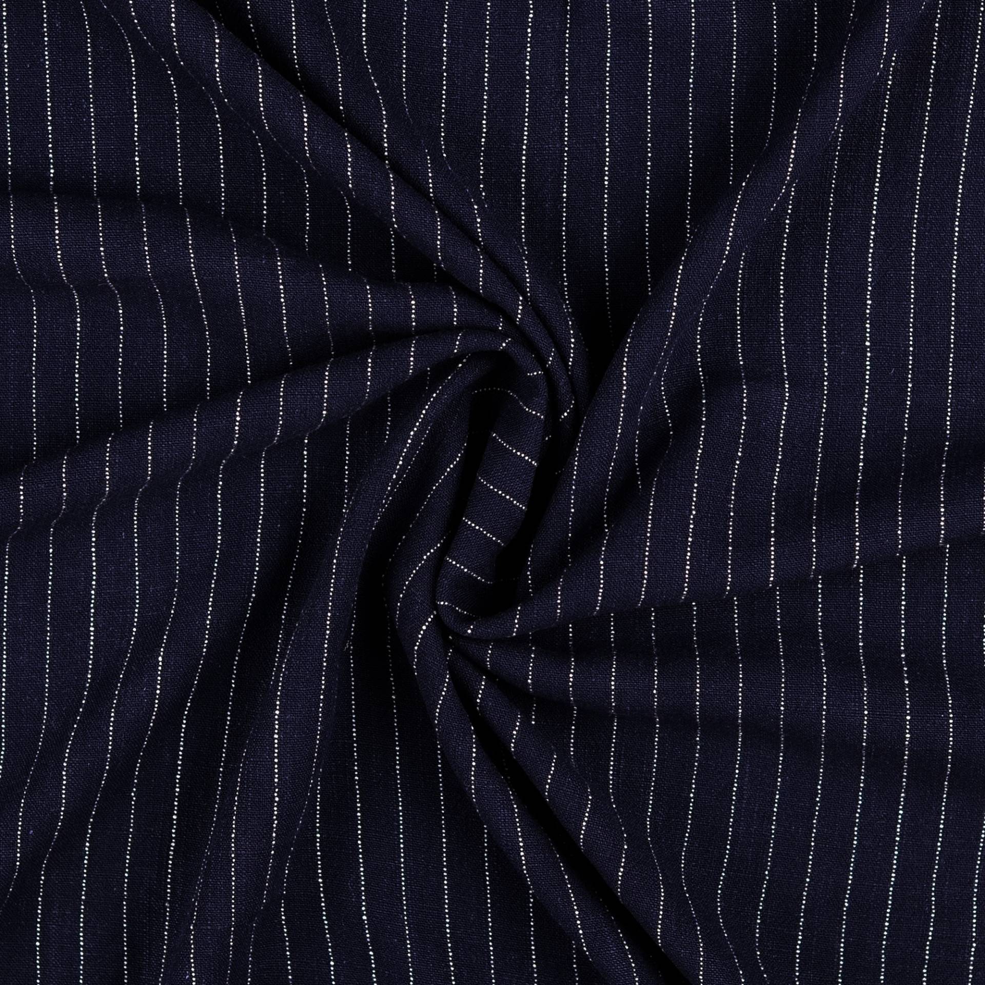 Viskose Leinen Mix Stripes, dunkelblau von Stoffe Hemmers