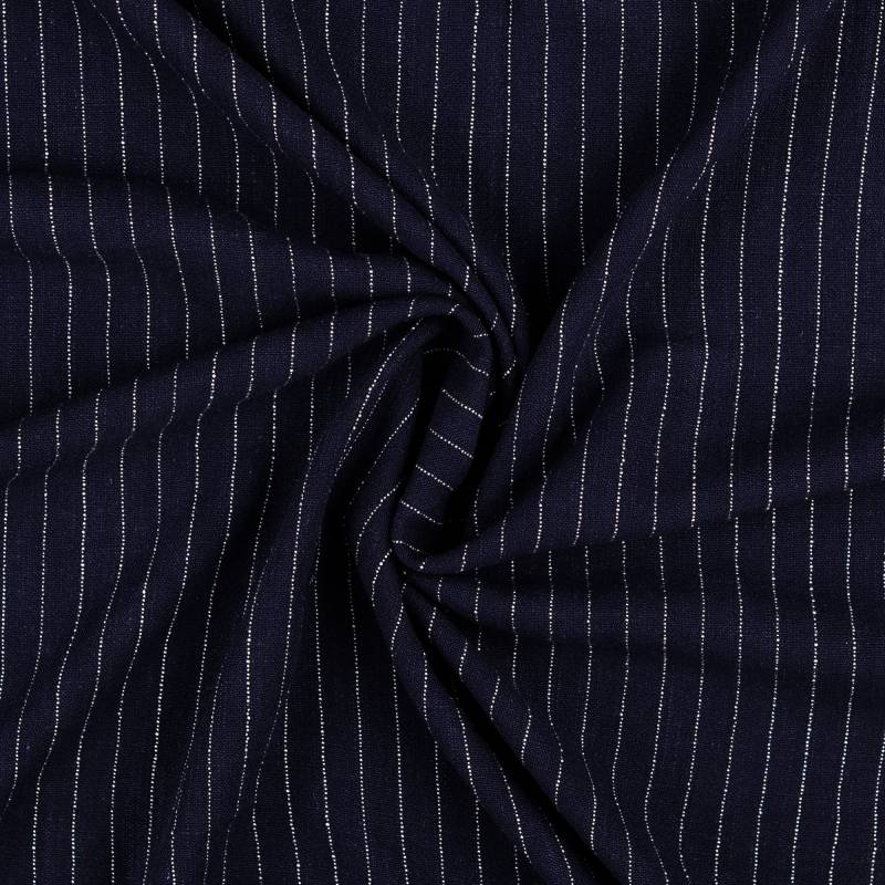 Viskose Leinen Mix Stripes, dunkelblau von Stoffe Hemmers