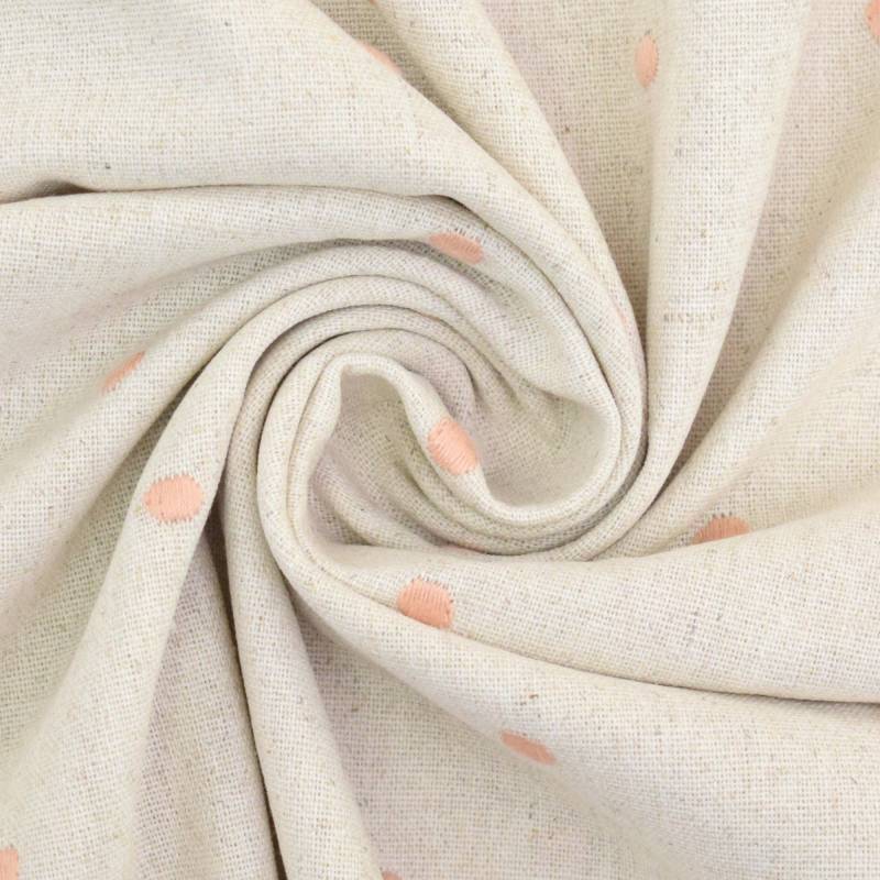 Viskose Leinen Stickerei Dots, lachs von Stoffe Hemmers