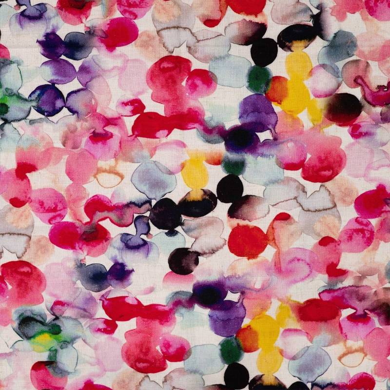 Viskose Leinen Watercolor Drops, natur von Stoffe Hemmers