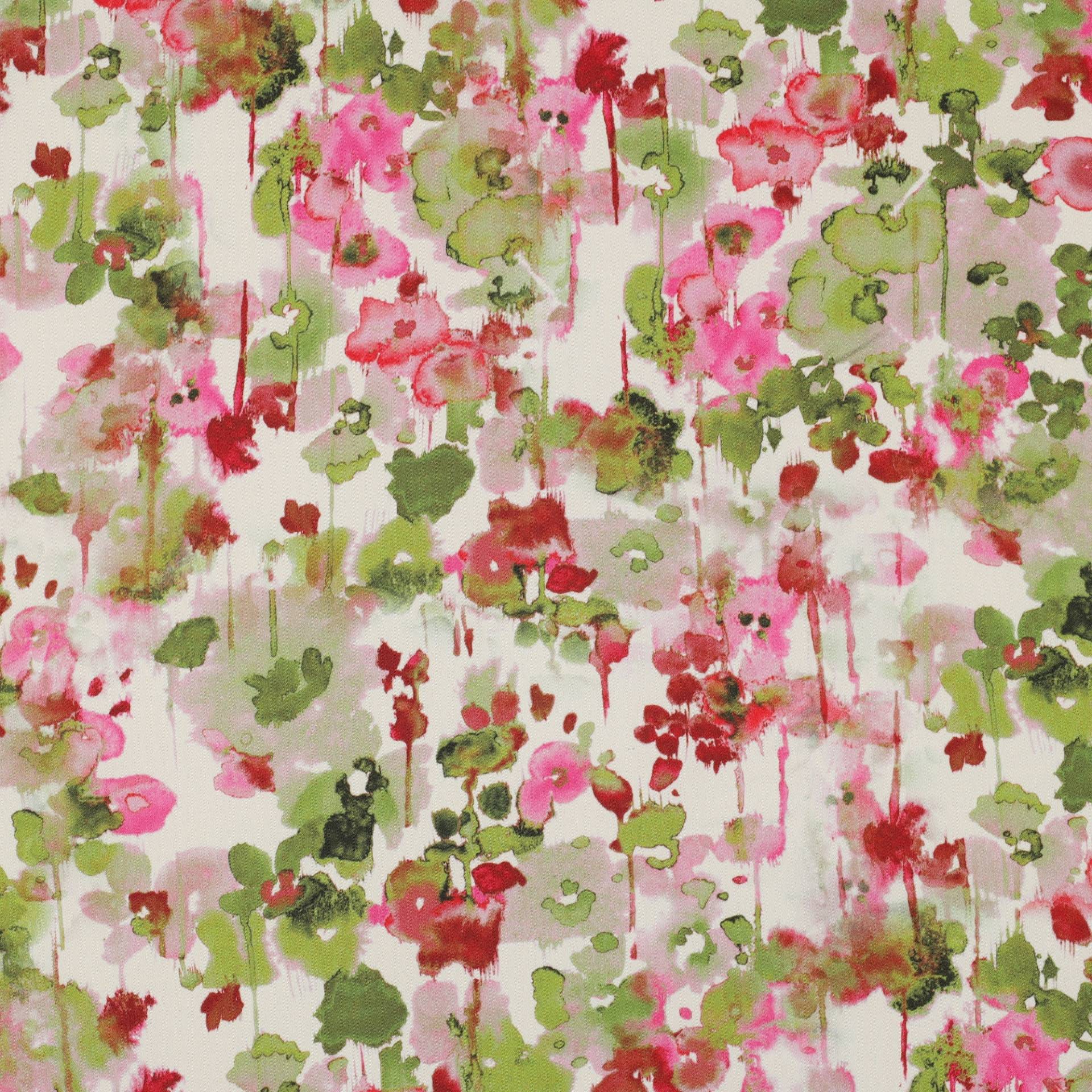 Viskose Satin Blumenmeer, ecru von Stoffe Hemmers