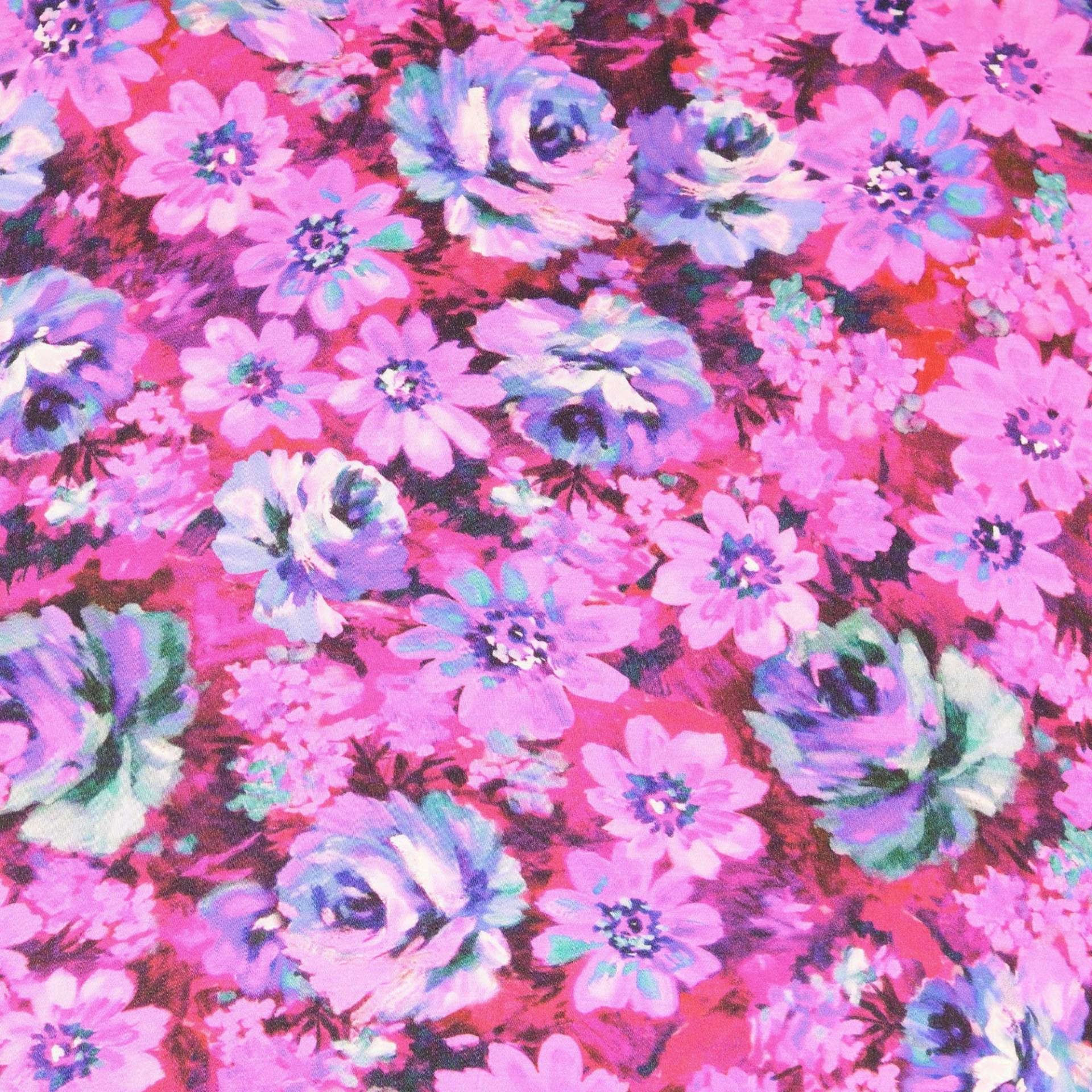 Viskose Satin Flowers, pink Viskose Satin Flowers, pink von Stoffe Hemmers