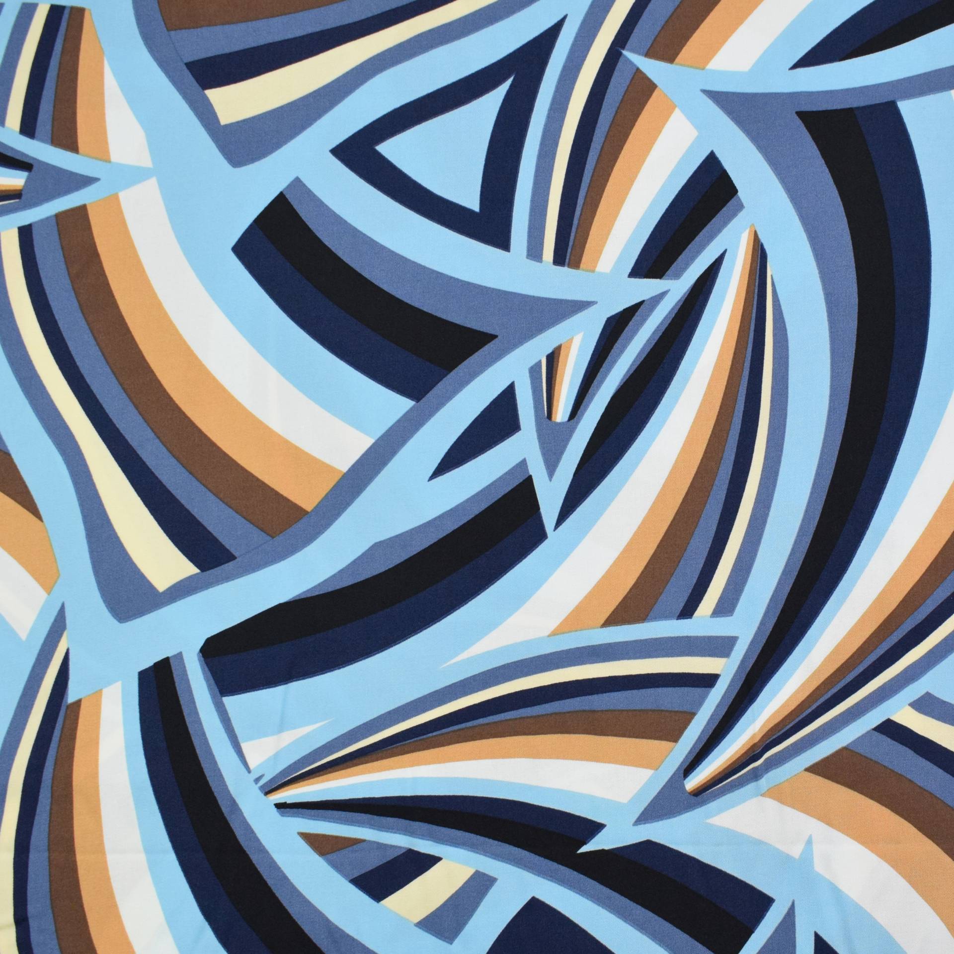 Viskose Satin Retro Waves, blau Viskose Satin Retro Waves, blau von Stoffe Hemmers