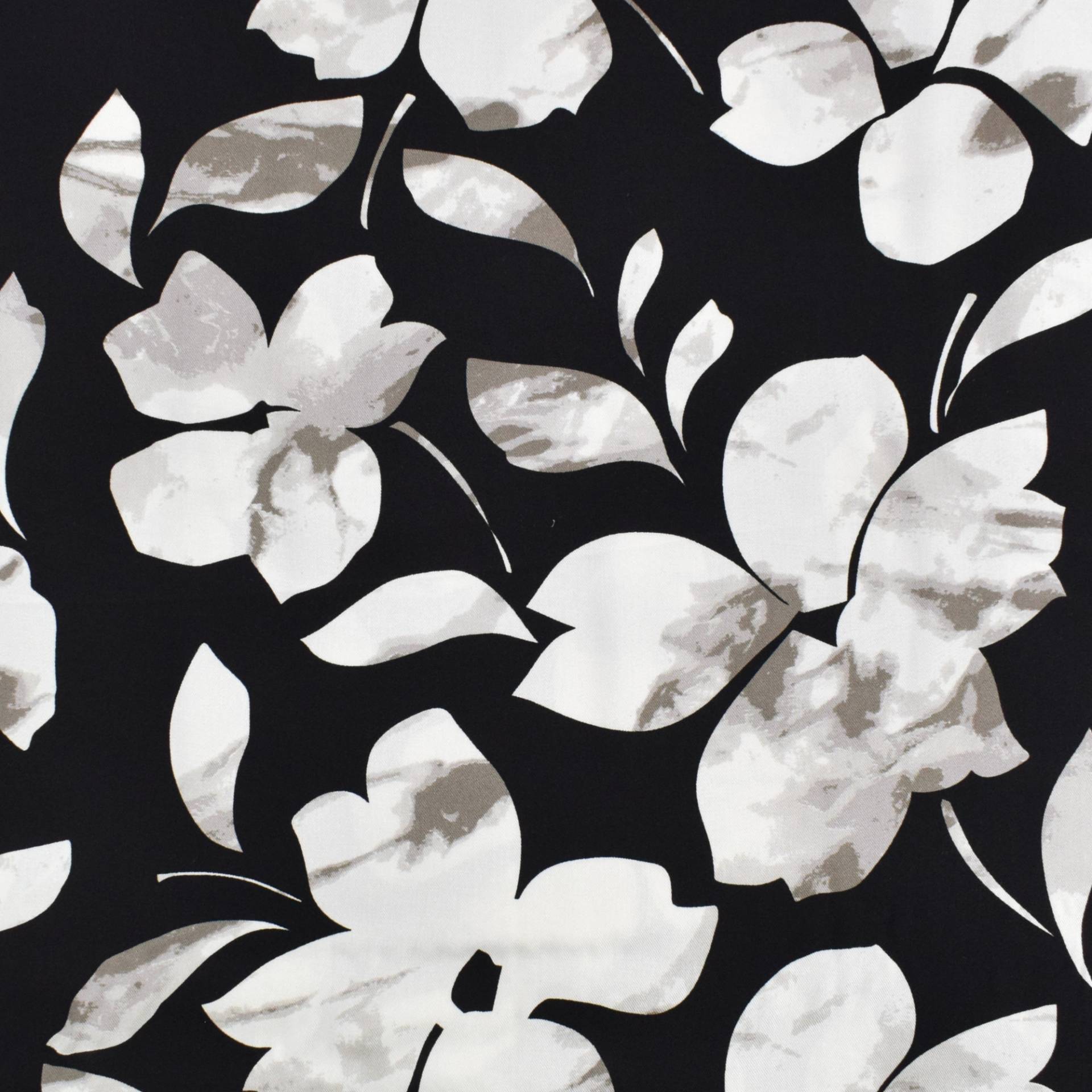 Viskose Twill Marble Flowers, grau von Stoffe Hemmers