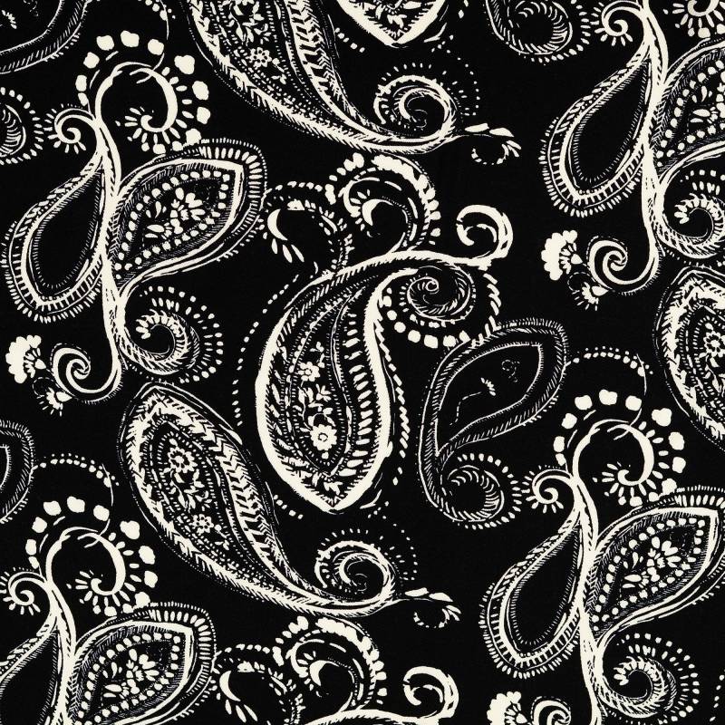 Viskose Twill Paisley, schwarz von Stoffe Hemmers