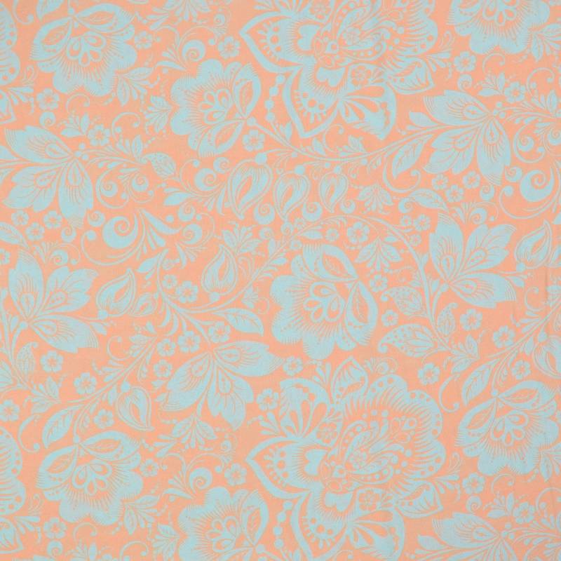 Viskose Voile Ibiza Flowers, apricot von Stoffe Hemmers