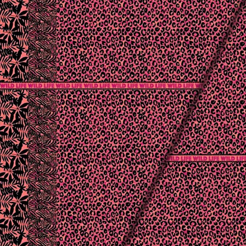 Viskose Voile Panel Wild Life 150 x 215 cm, pink von Stoffe Hemmers