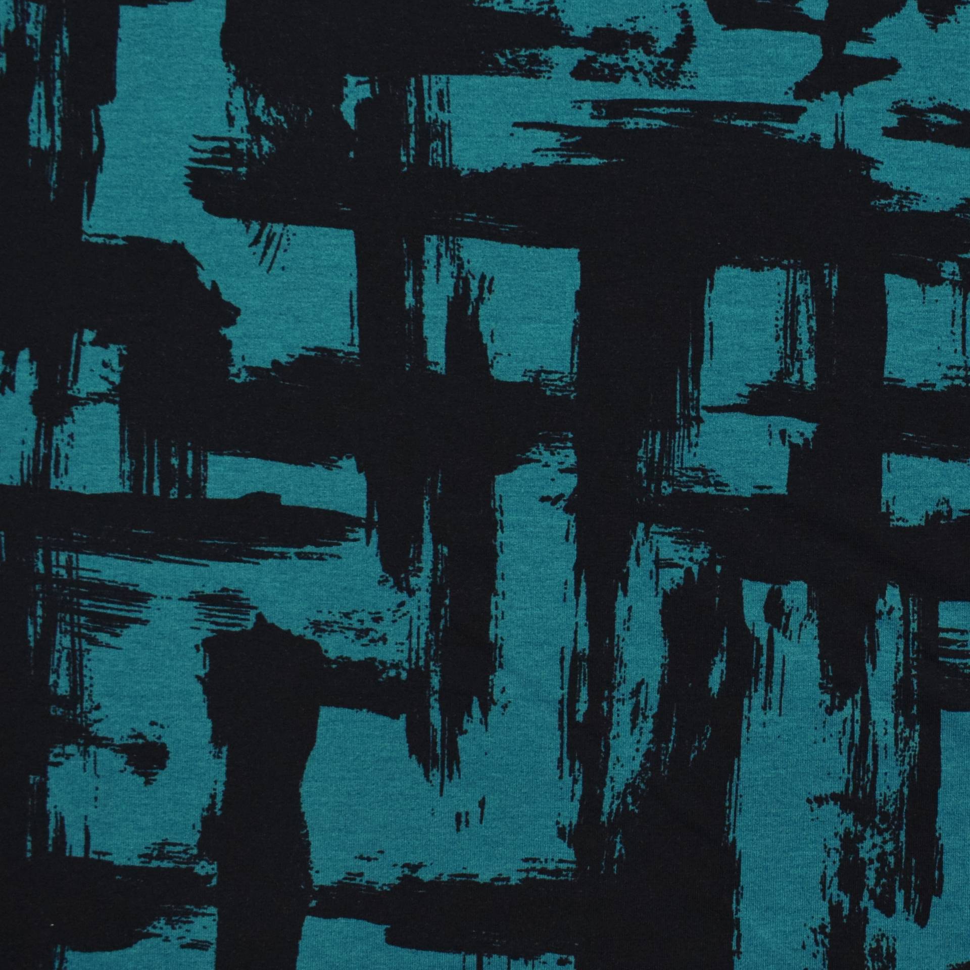 Viskosejersey Brush Stroke, petrol von Stoffe Hemmers