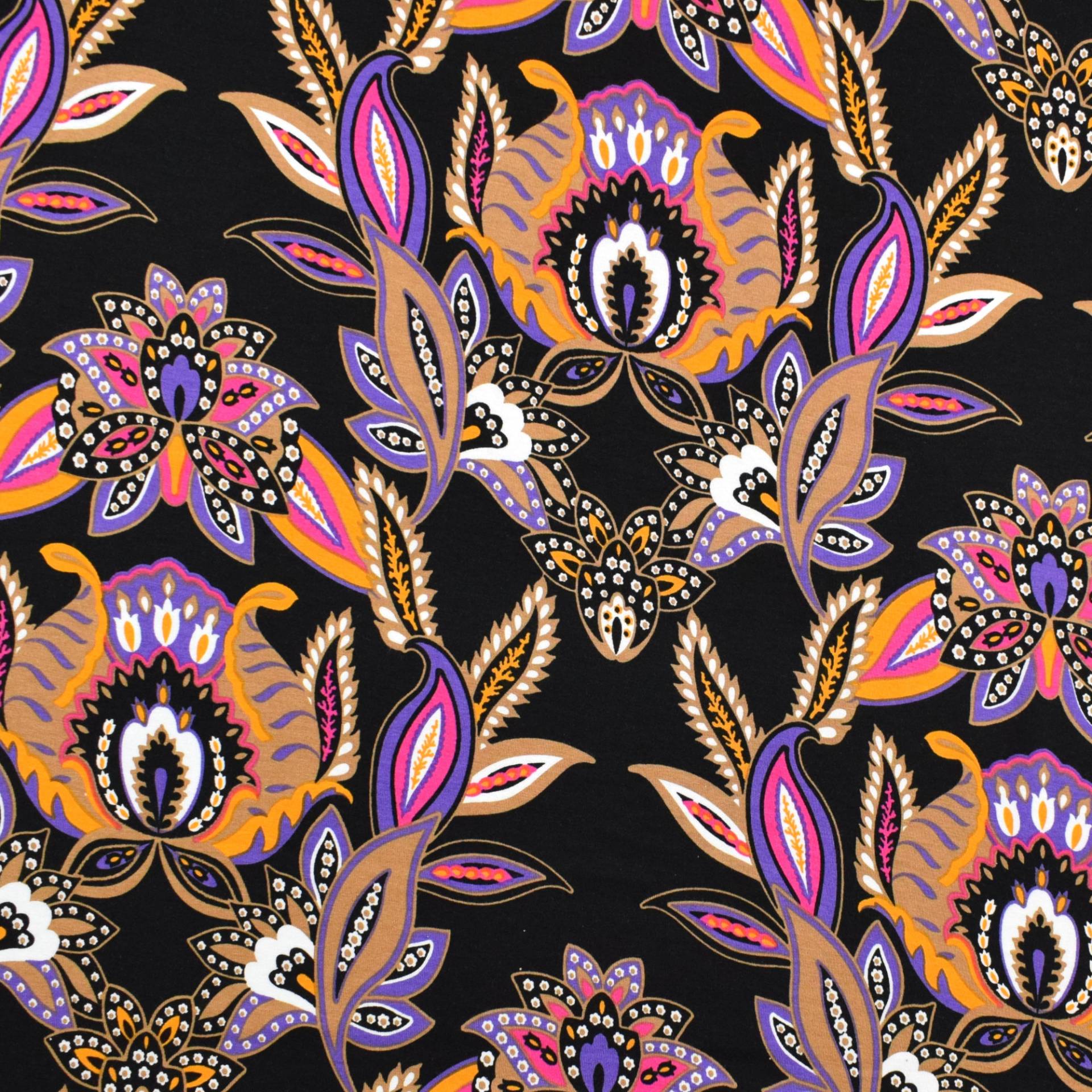 Viskosejersey Paisley Flowers, schwarz Viskosejersey Paisley Flowers, schwarz von Stoffe Hemmers