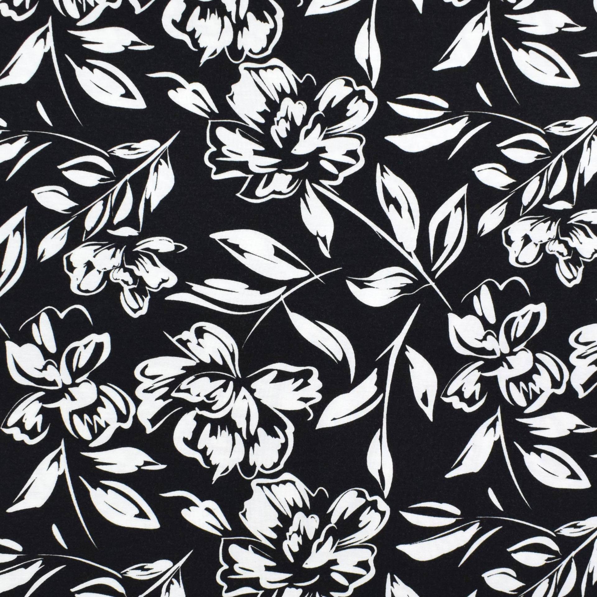 Viskosejersey White Flowers, schwarz Viskosejersey White Flowers, schwarz von Stoffe Hemmers