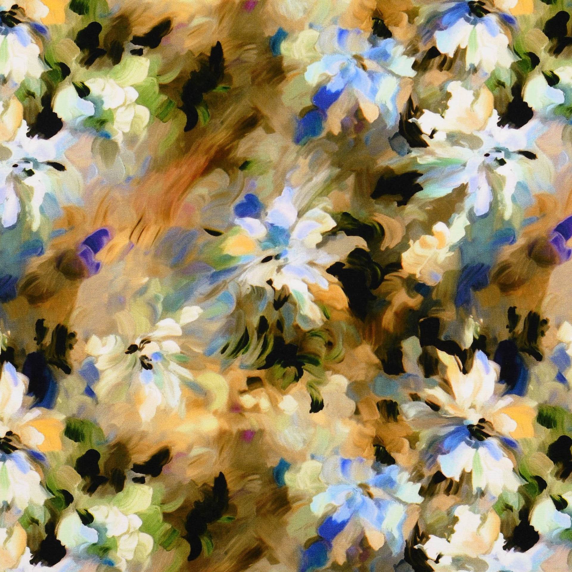Viskosestoff Blurry Flowers, braun von Stoffe Hemmers
