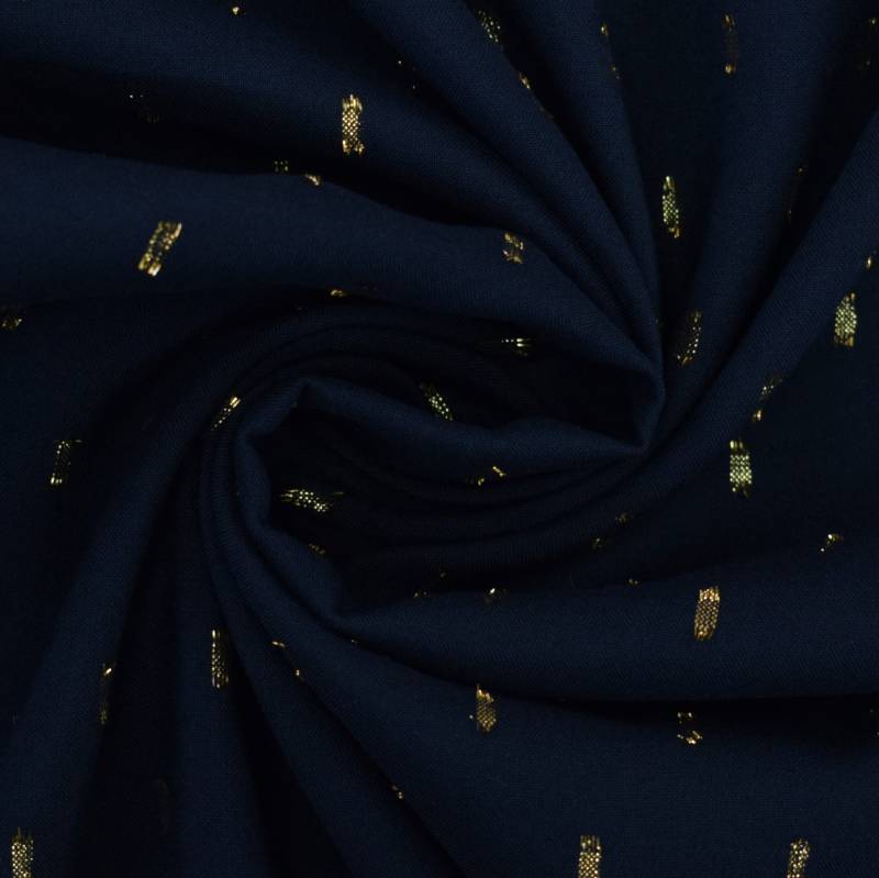Viskosestoff Golden Glamour, dunkelblau von Stoffe Hemmers