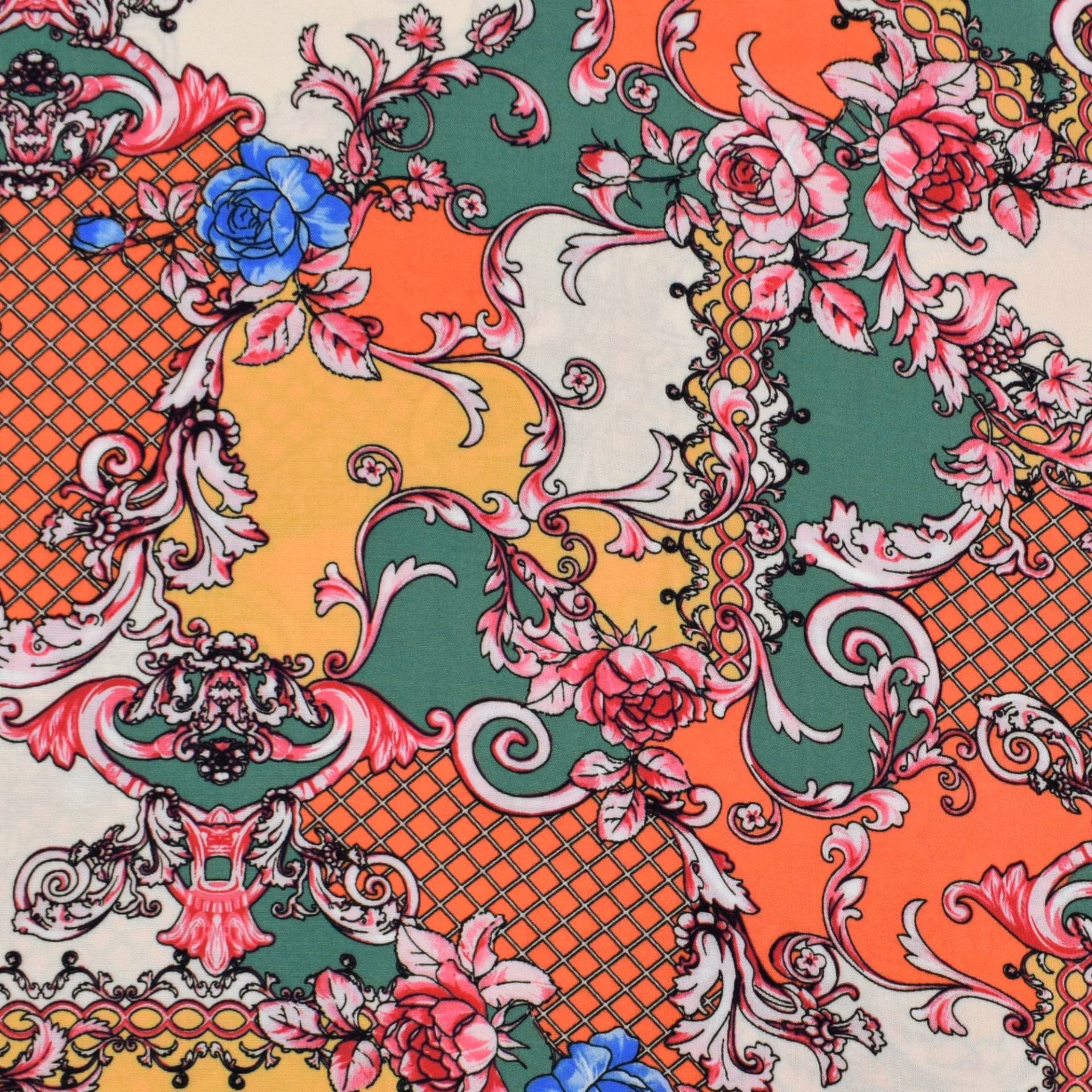 Viskosestoff Royal Flowers, orange Viskosestoff Royal Flowers, orange von Stoffe Hemmers