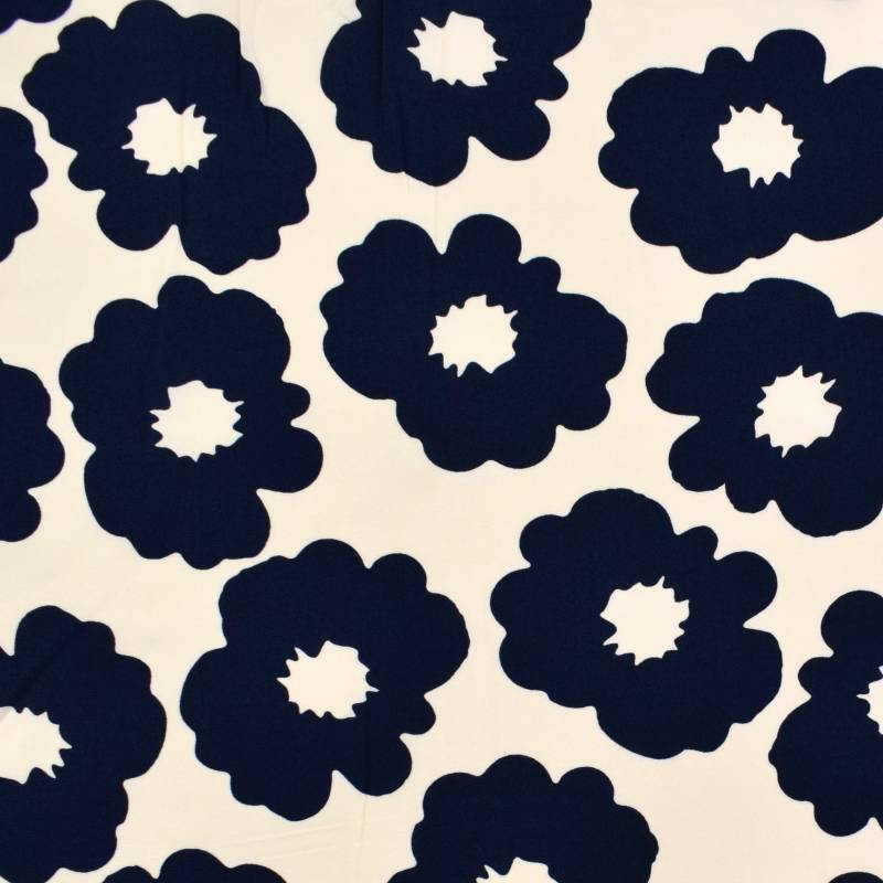 Viskosestoff Shadow Flowers, dunkelblau von Stoffe Hemmers