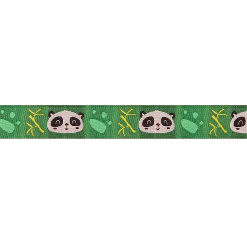 Webband Pandakopf 15 mm, grün von Stoffe Hemmers