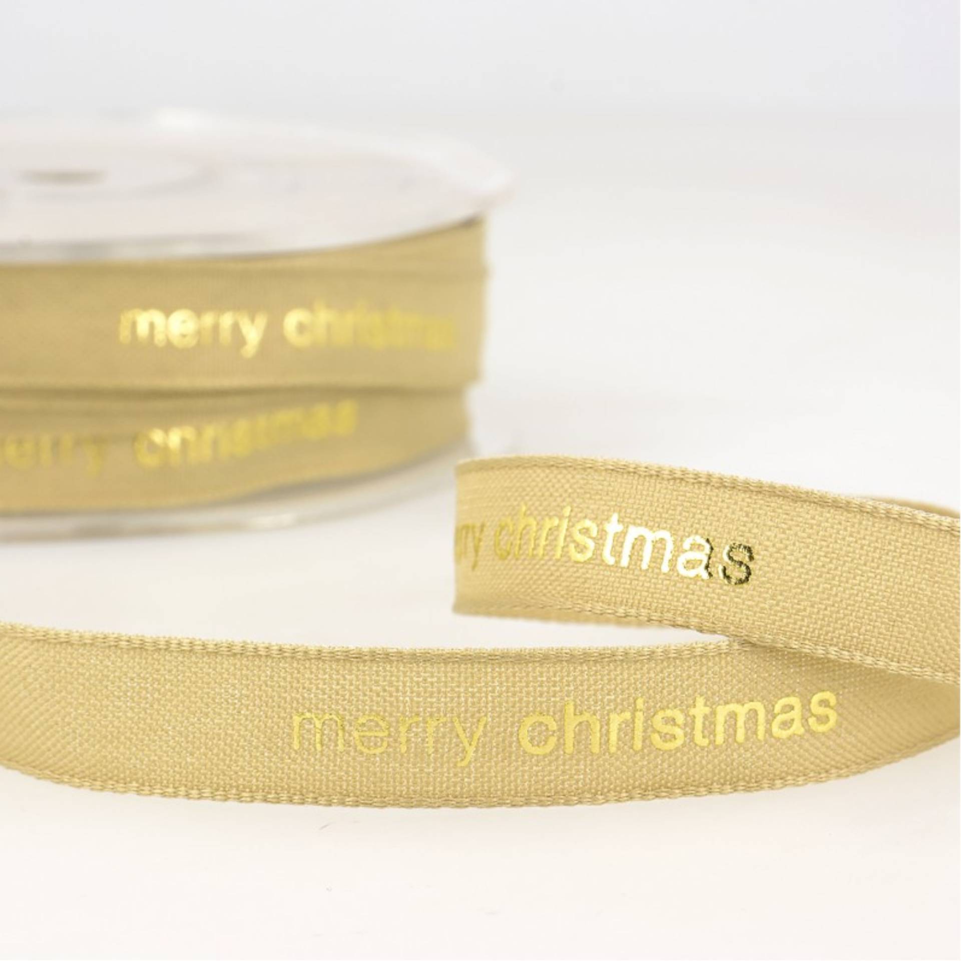 Webband merry christmas, beige von Stoffe Hemmers