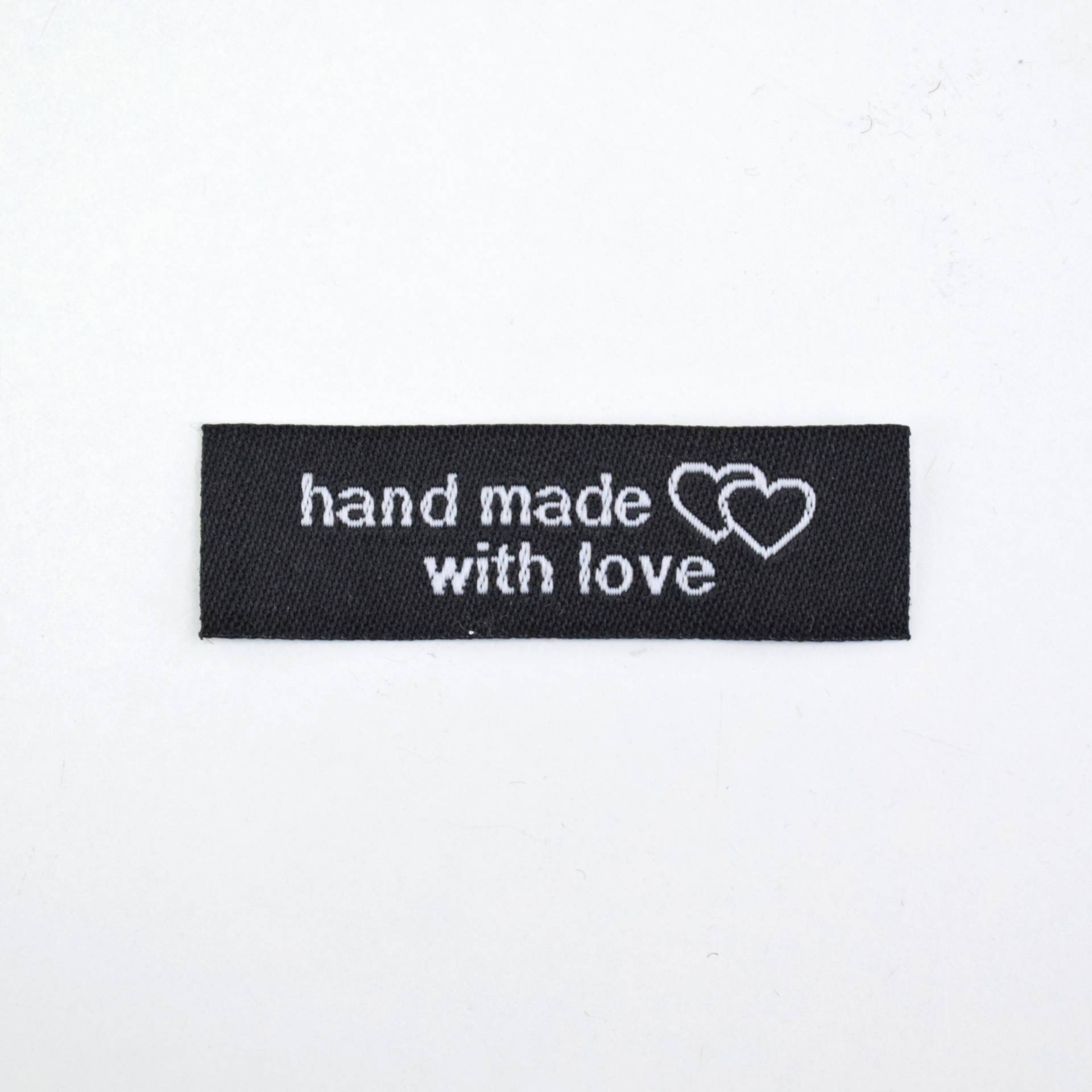 Webetikett Handmade with love 50 x 15 mm, schwarz Webetikett Handmade with love 50 x 15 mm, schwarz von Stoffe Hemmers
