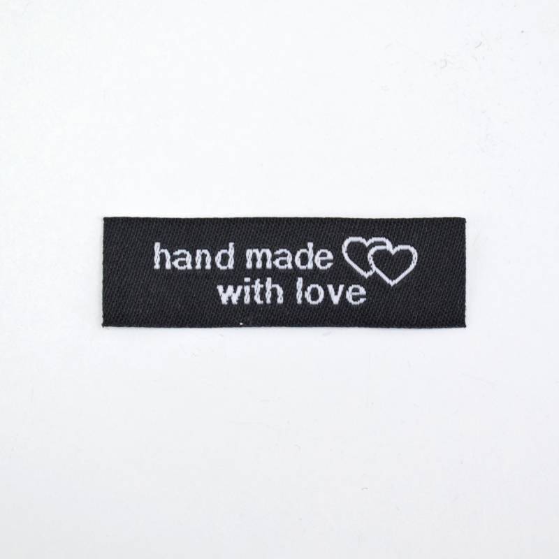 Webetikett Handmade with love 50 x 15 mm, schwarz von Stoffe Hemmers