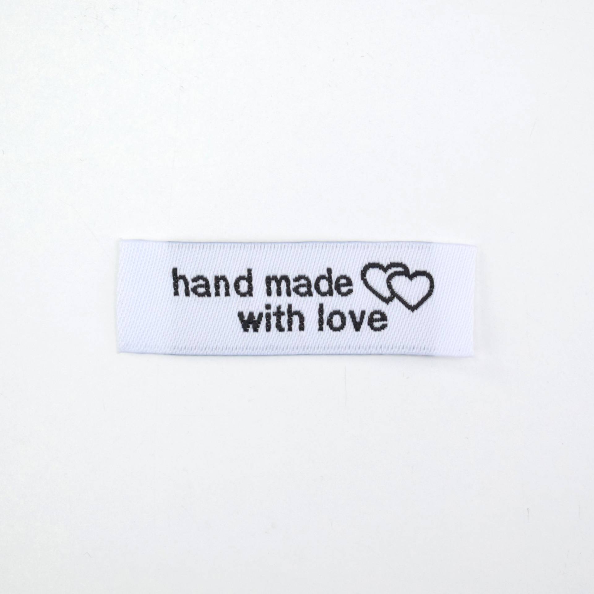 Webetikett Handmade with love 50 x 15 mm, weiß Webetikett Handmade with love 50 x 15 mm, weiß von Stoffe Hemmers