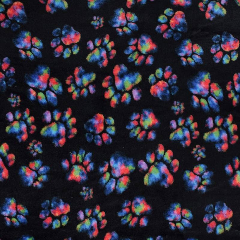 Wellnessfleece Color Paws, schwarz von Stoffe Hemmers