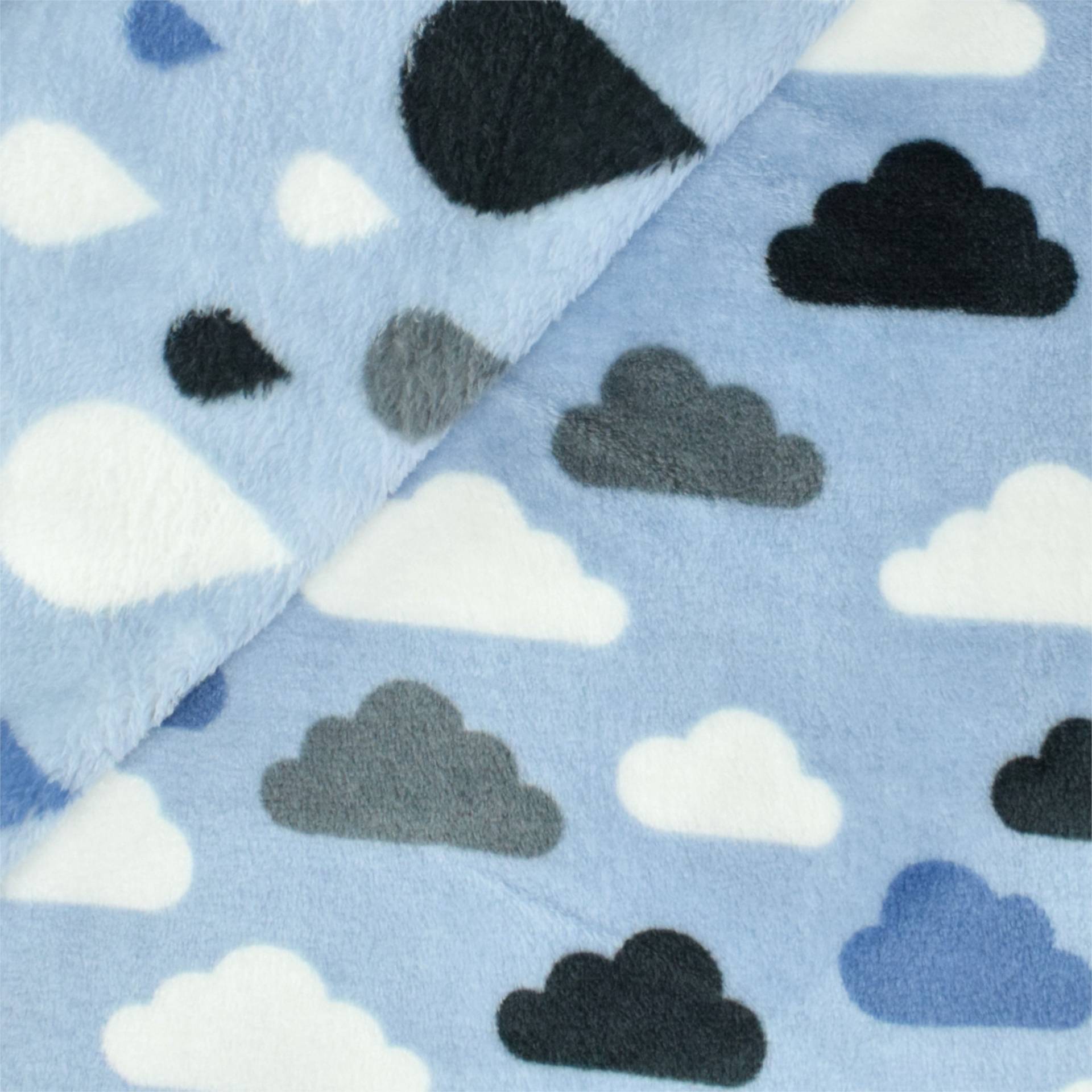 Wellnessfleece Doubleface Wolken, hellblau von Stoffe Hemmers